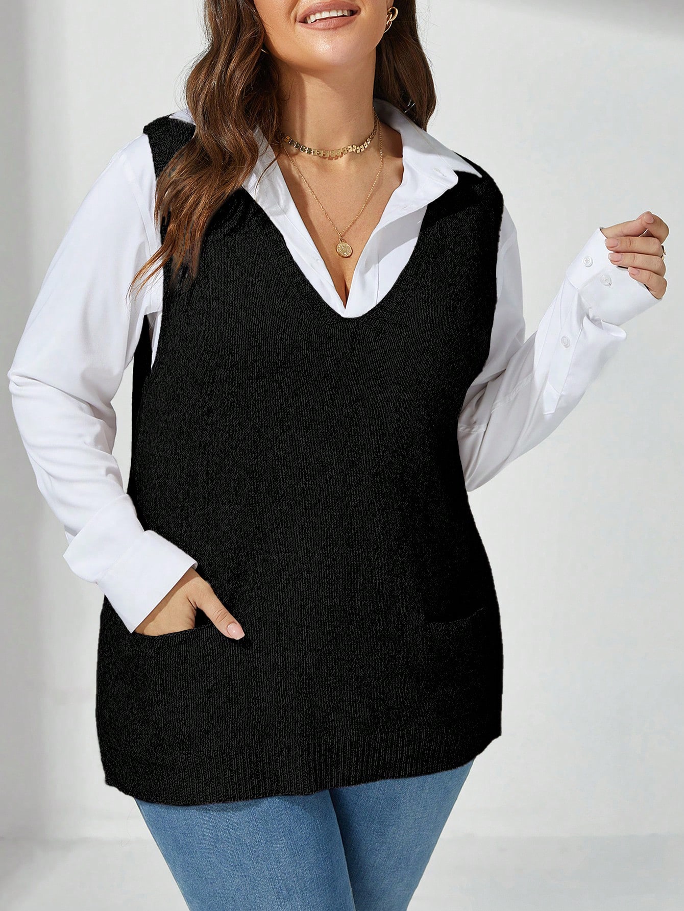 In Casual Plus Size Sweater Vests