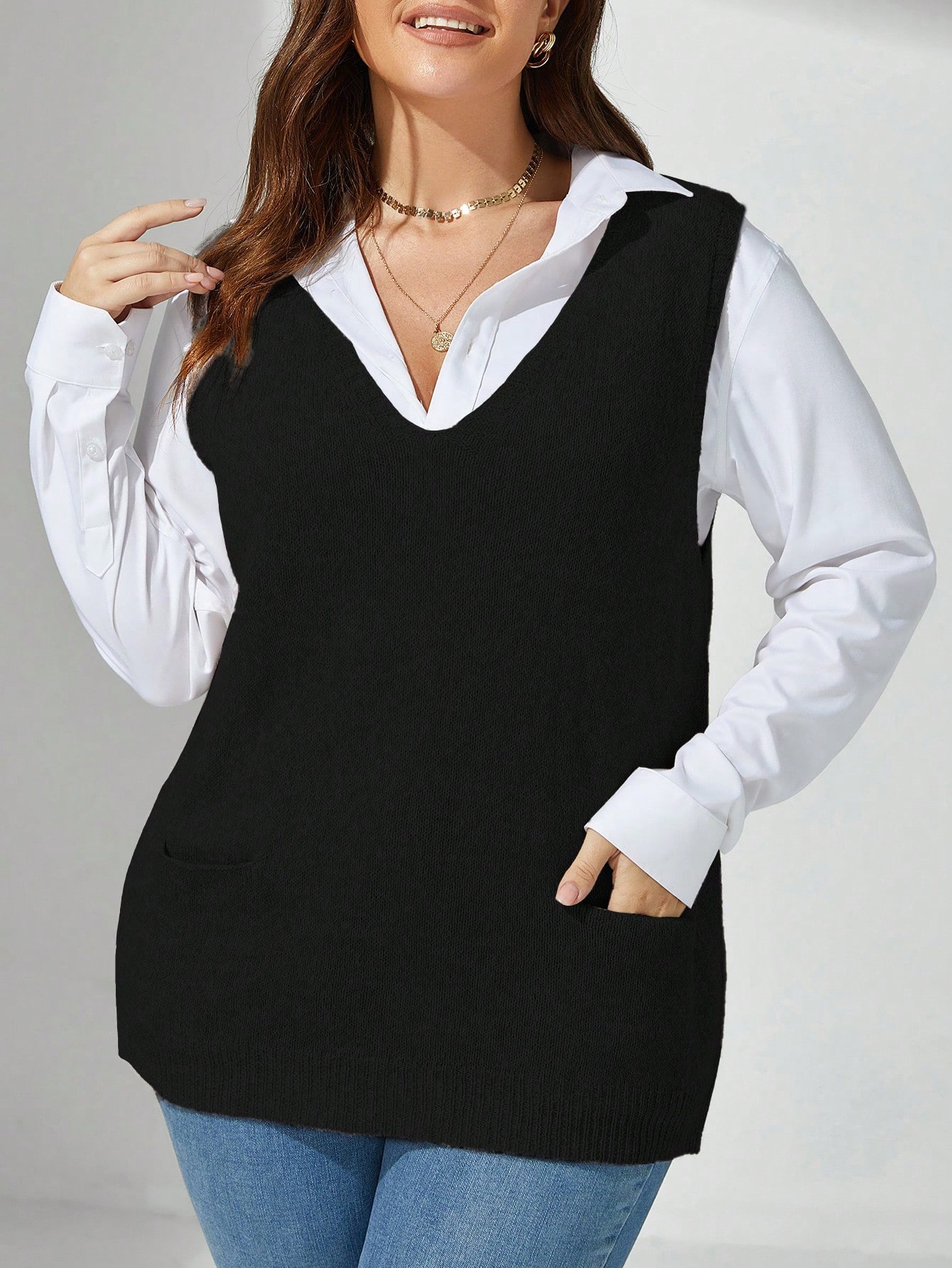 In Casual Plus Size Sweater Vests