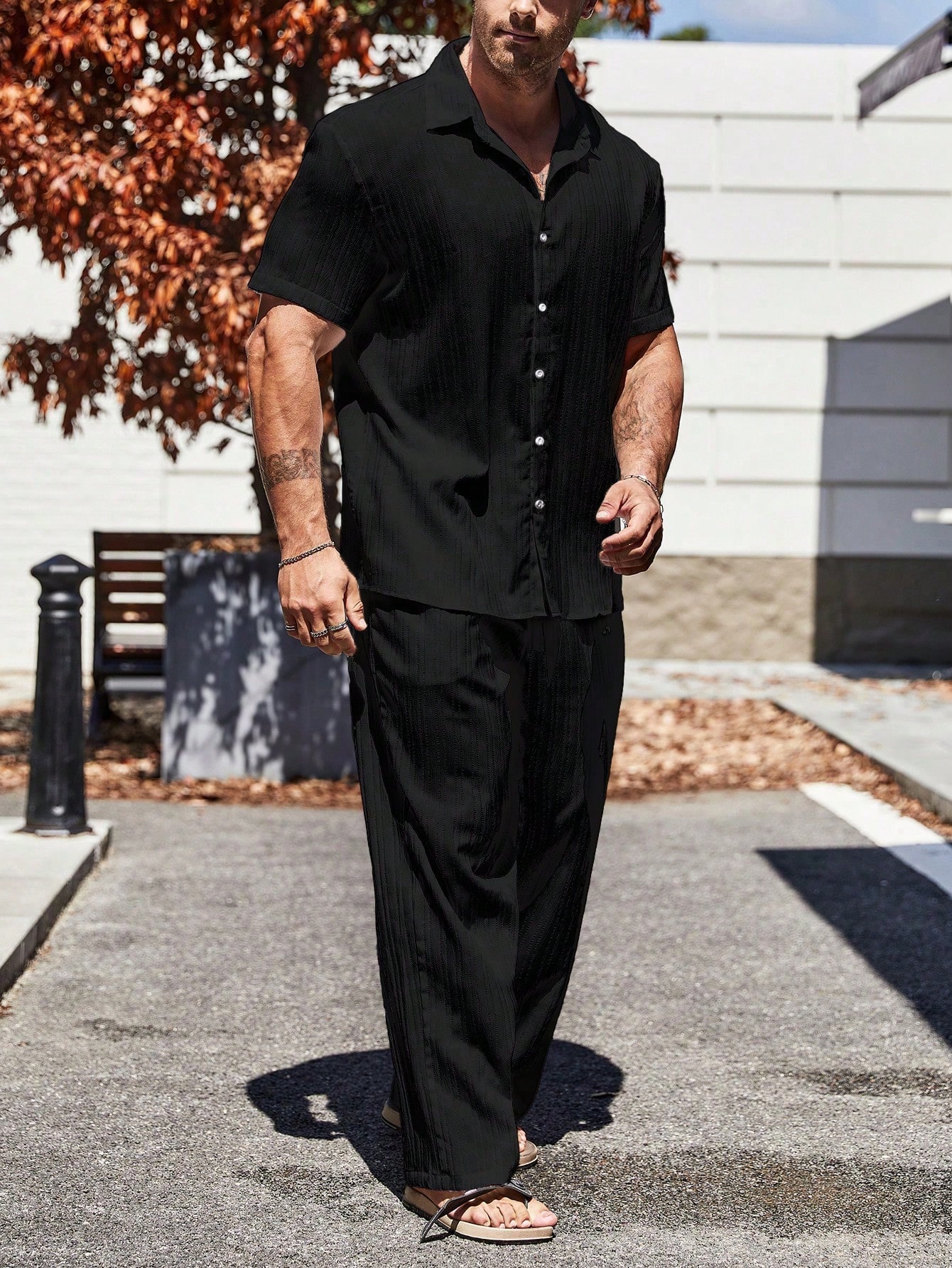 Men Plus Size Shirt Co-ords