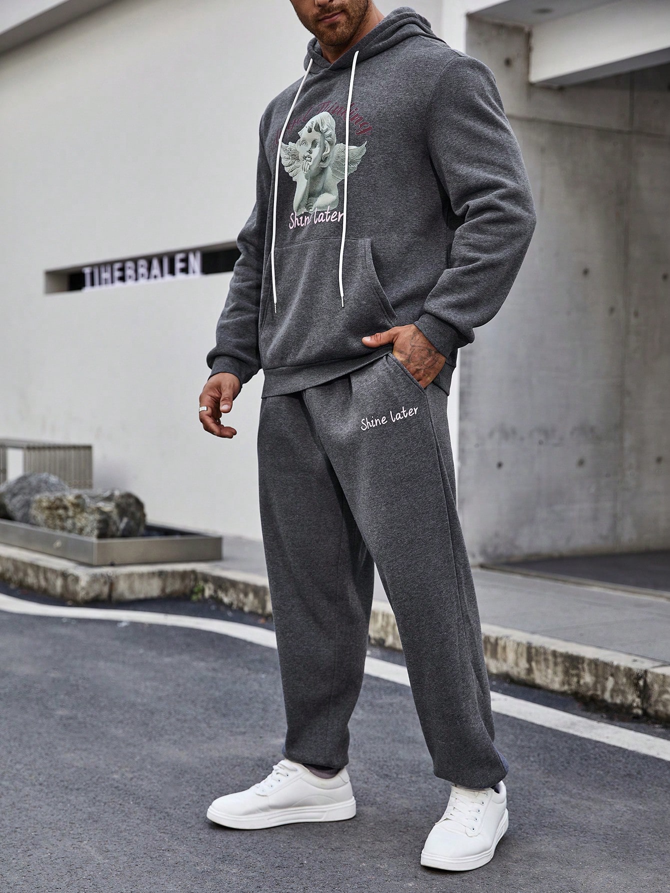 Men Plus Size Hoodie & Sweatshirt Co-ords