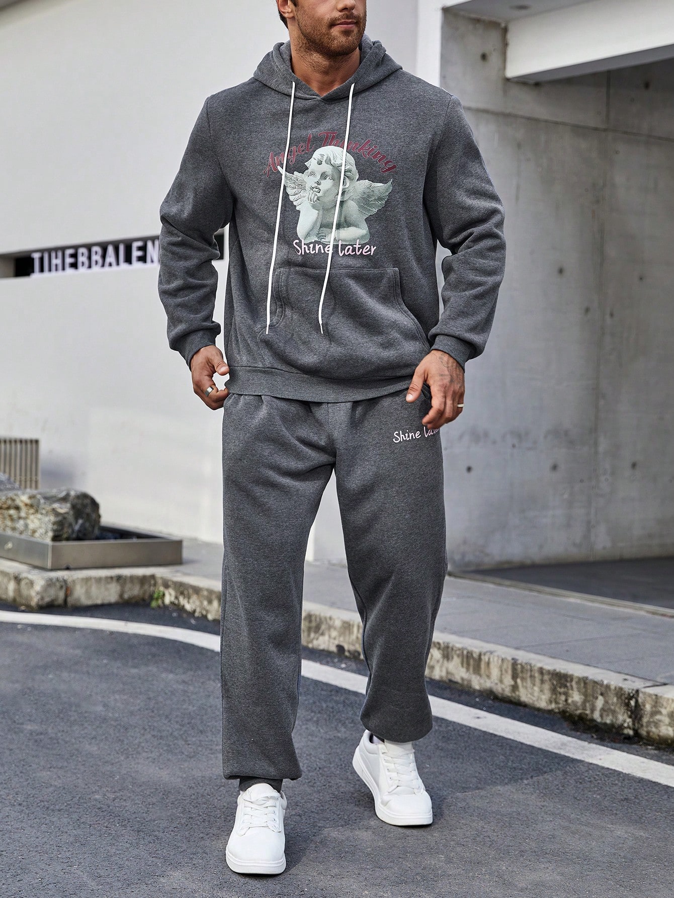 Men Plus Size Hoodie & Sweatshirt Co-ords