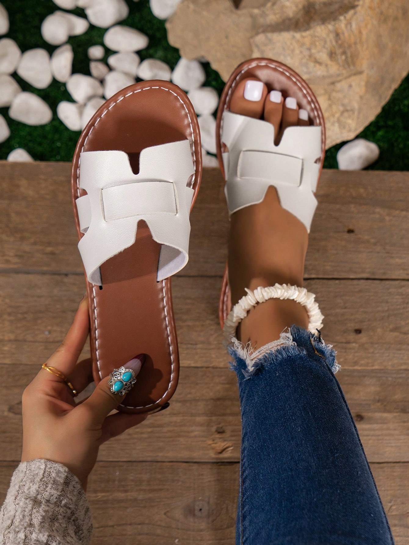 In White Women Flat Sandals