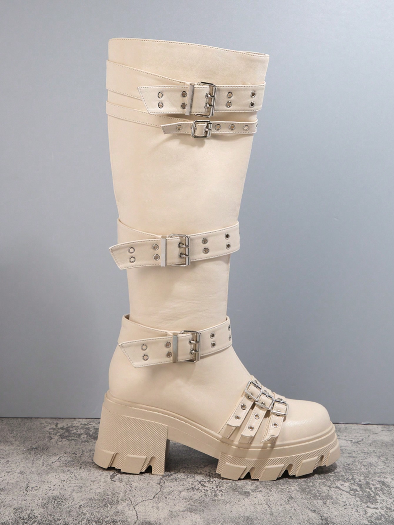 In Beige Women Mid-Calf Boots