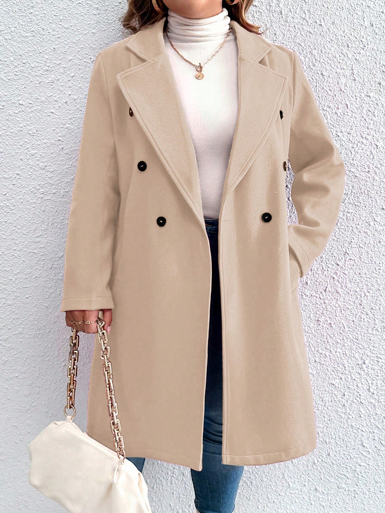 In Long Sleeve Plus Size Overcoats