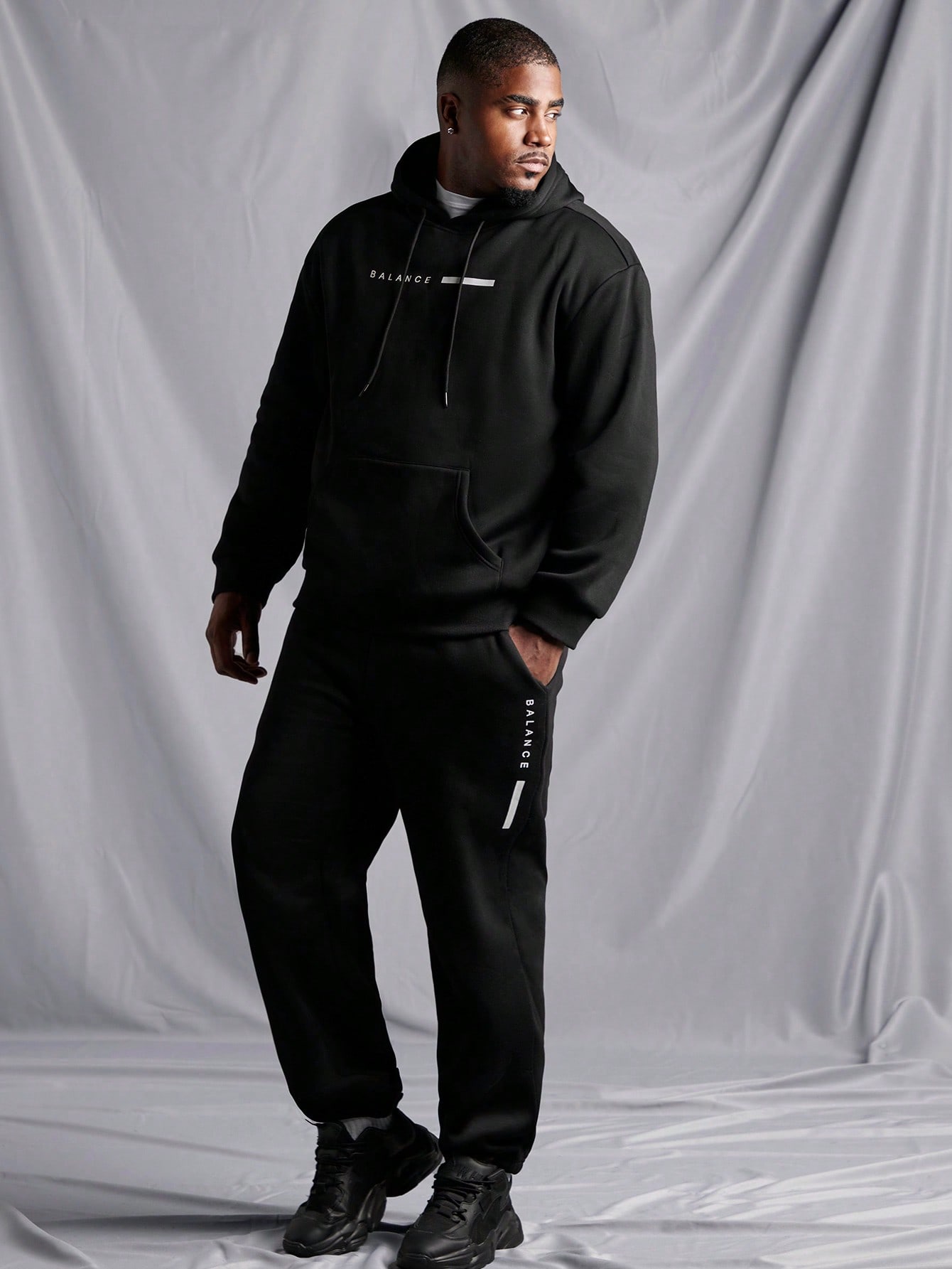 Men Plus Size Hoodie & Sweatshirt Co-ords