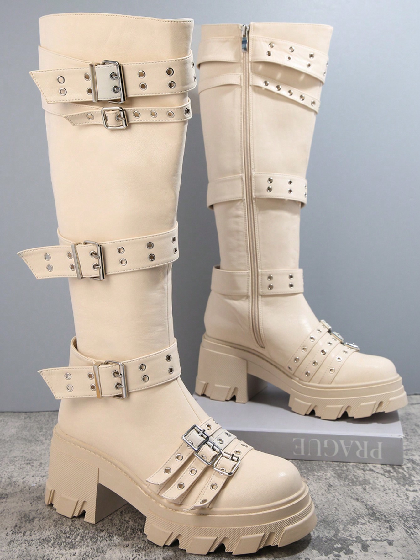 In Beige Women Mid-Calf Boots