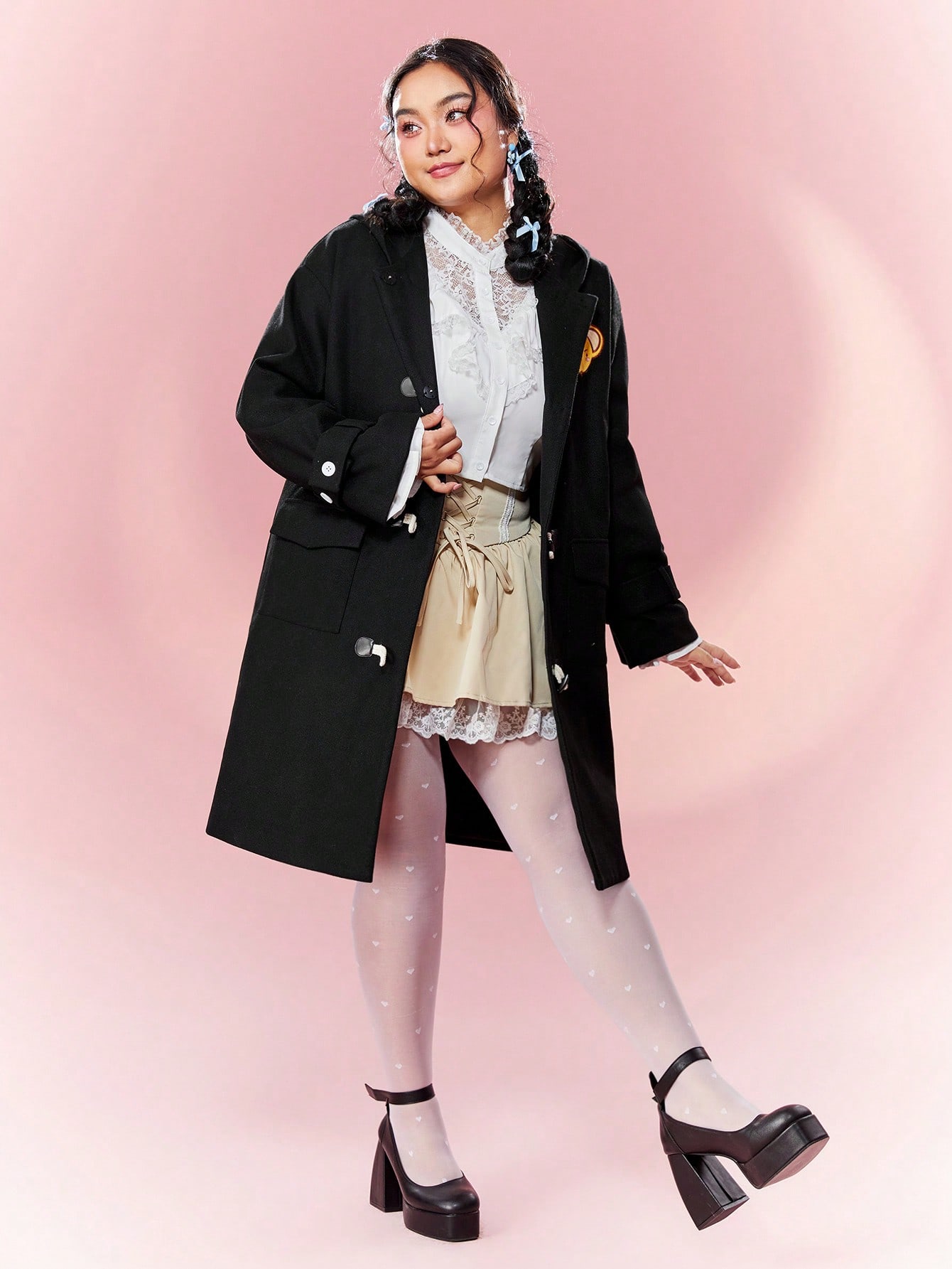 In Long Sleeve Plus Size Overcoats