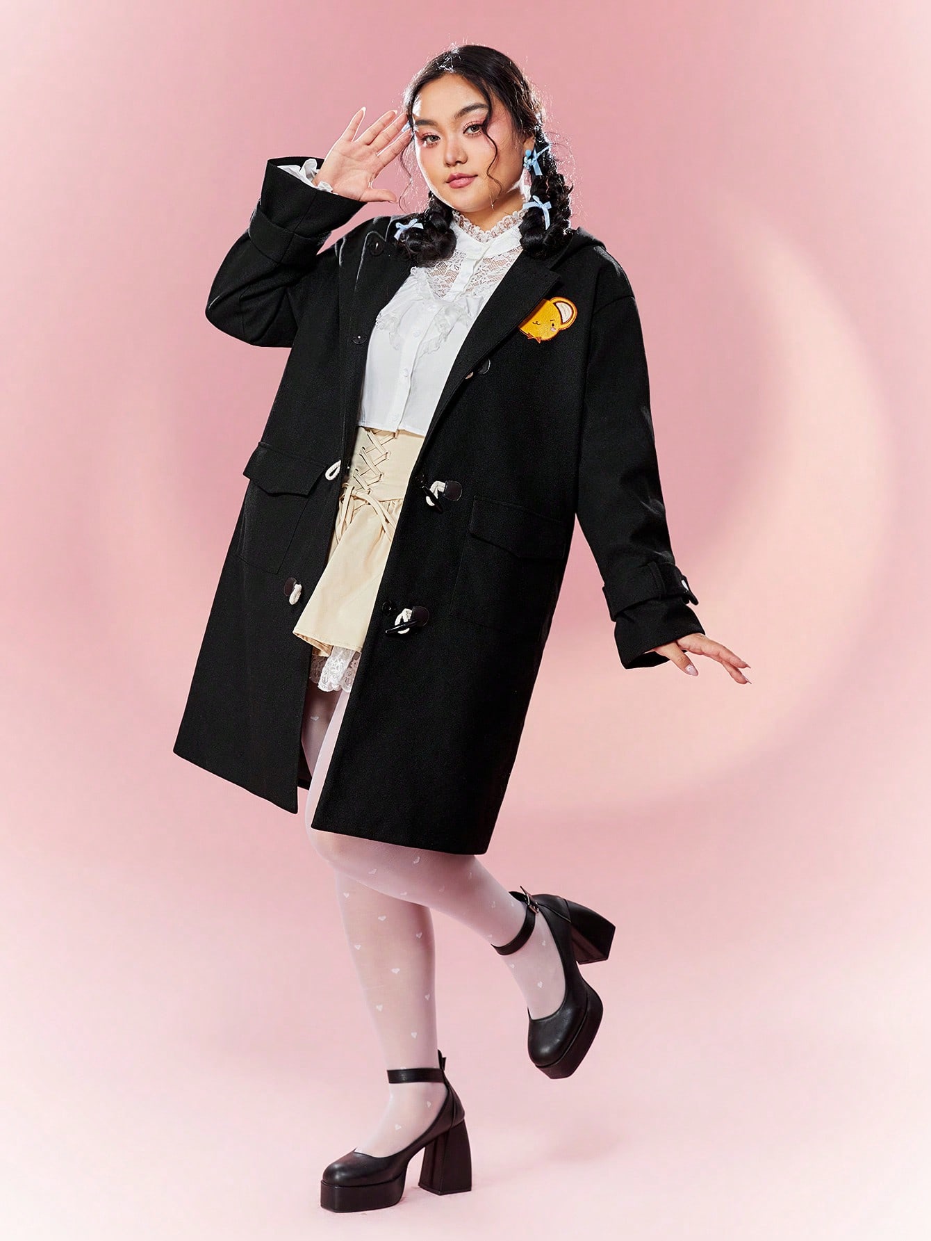 In Long Sleeve Plus Size Overcoats