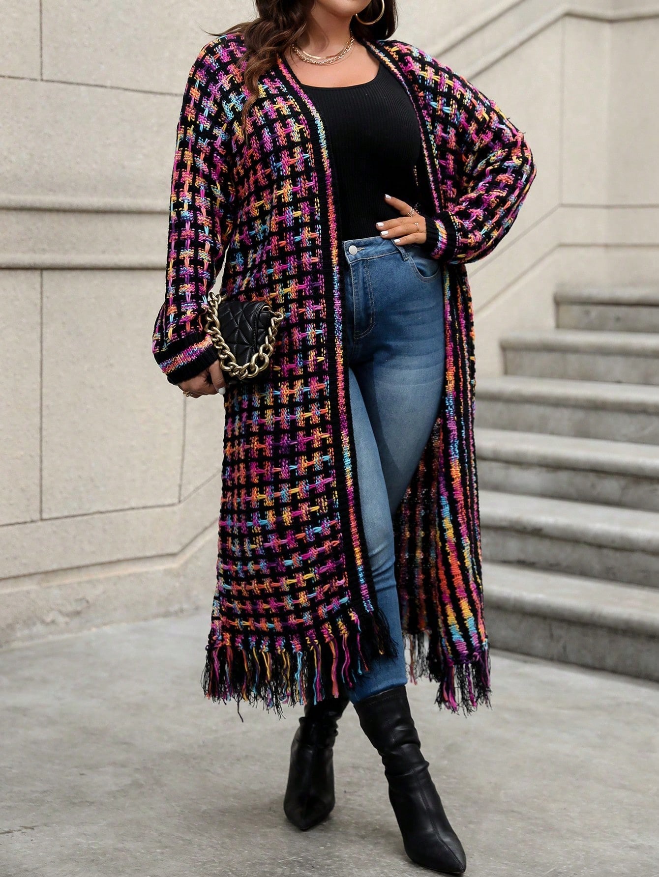 In Long Sleeve Plus Size Cardigans