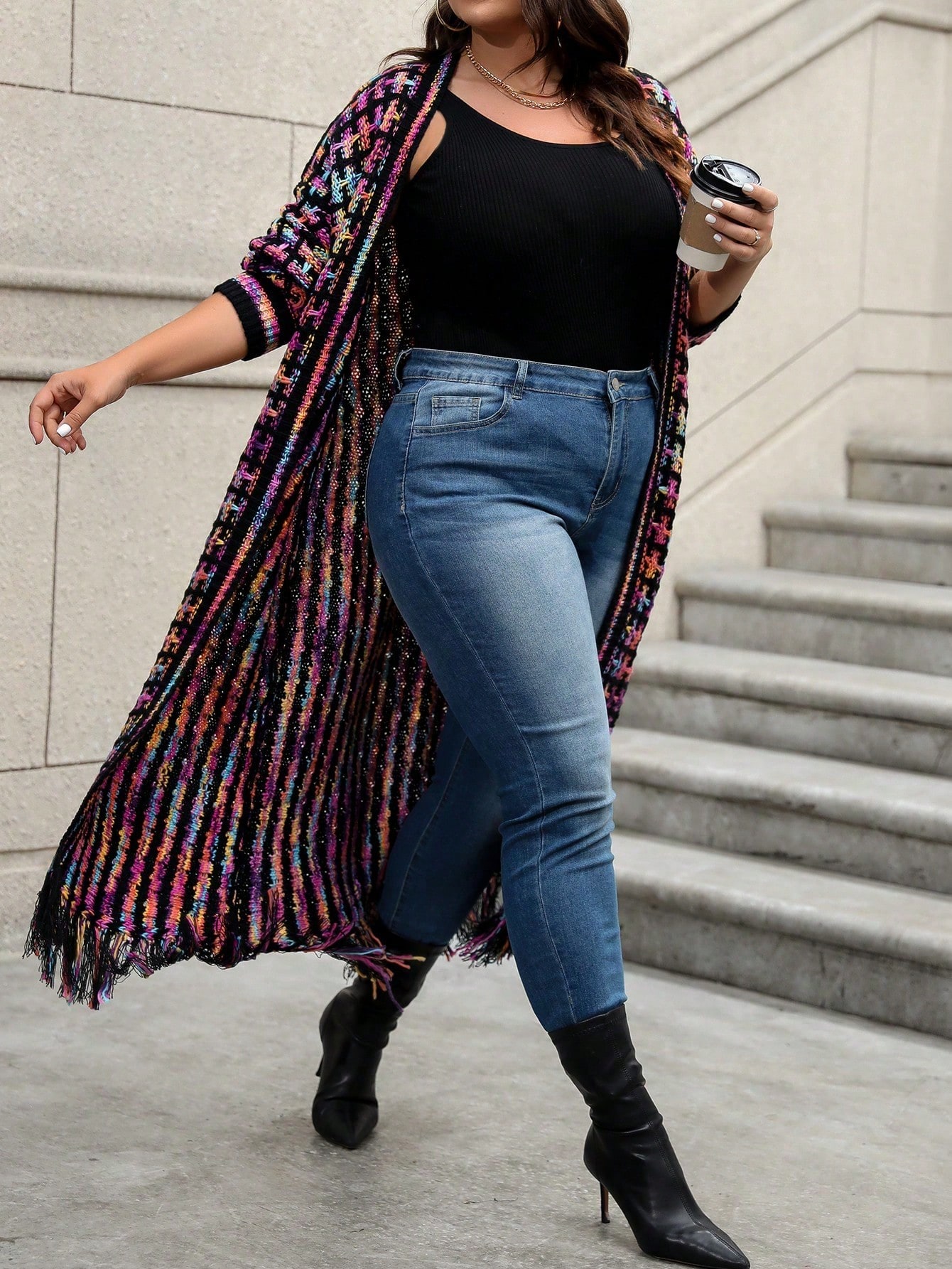 In Long Sleeve Plus Size Cardigans