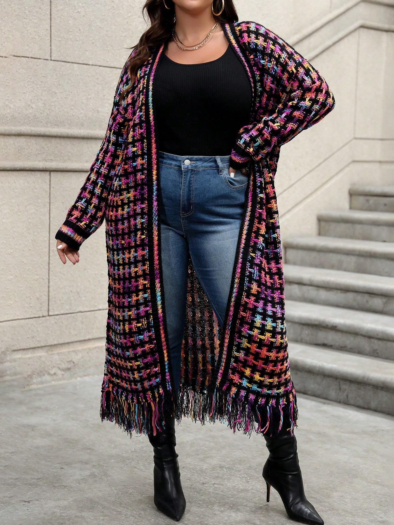 In Long Sleeve Plus Size Cardigans