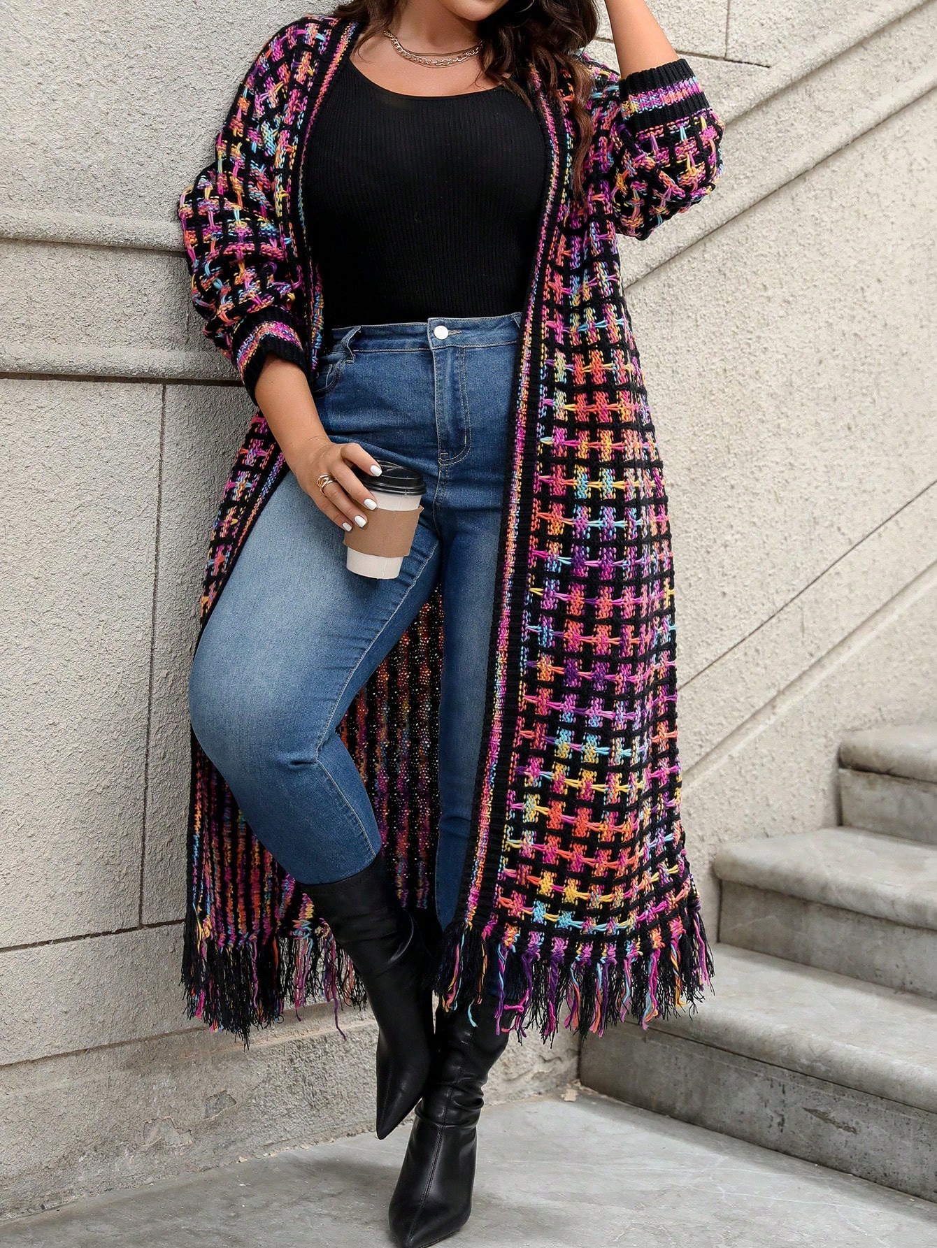 In Long Sleeve Plus Size Cardigans