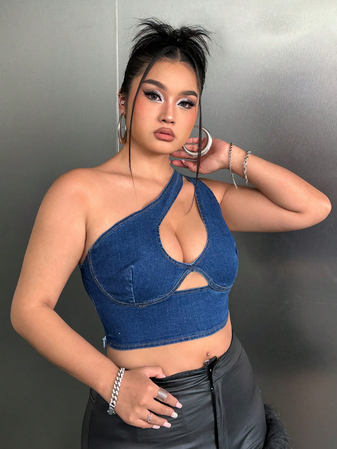 In Blue Plus Size Denim Tops