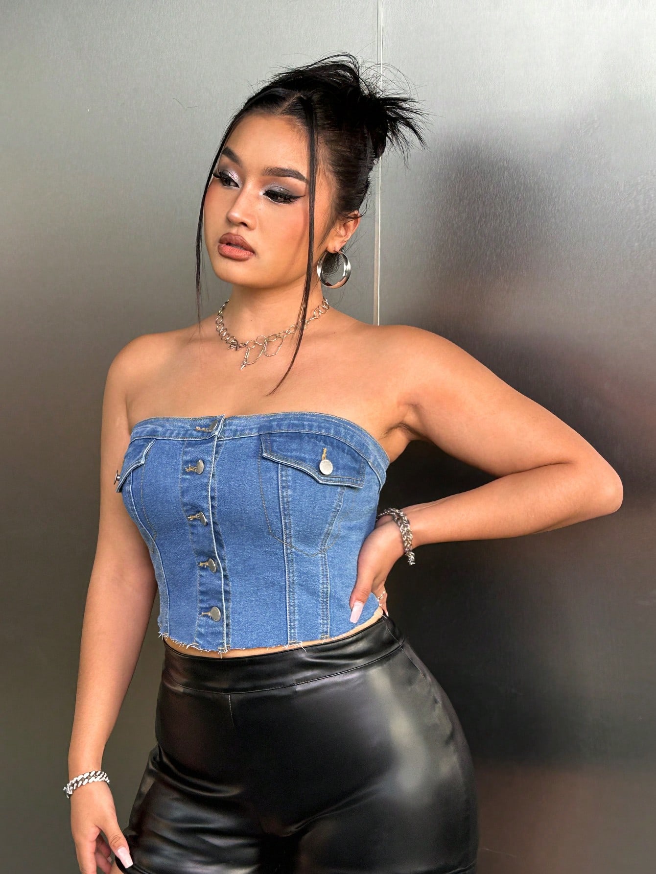 In Blue Plus Size Denim Tops