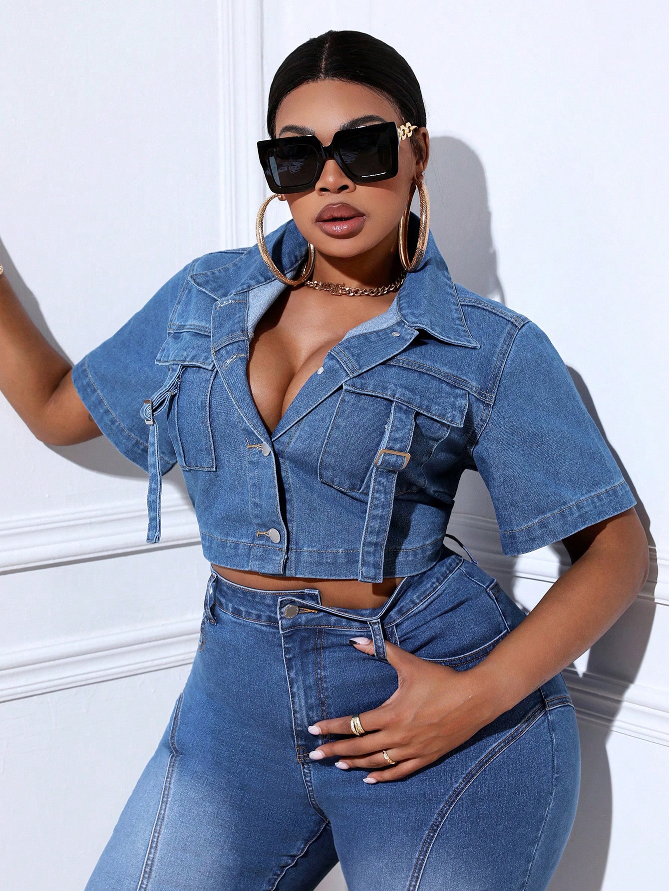 In Short Sleeve Plus Size Denim Jackets