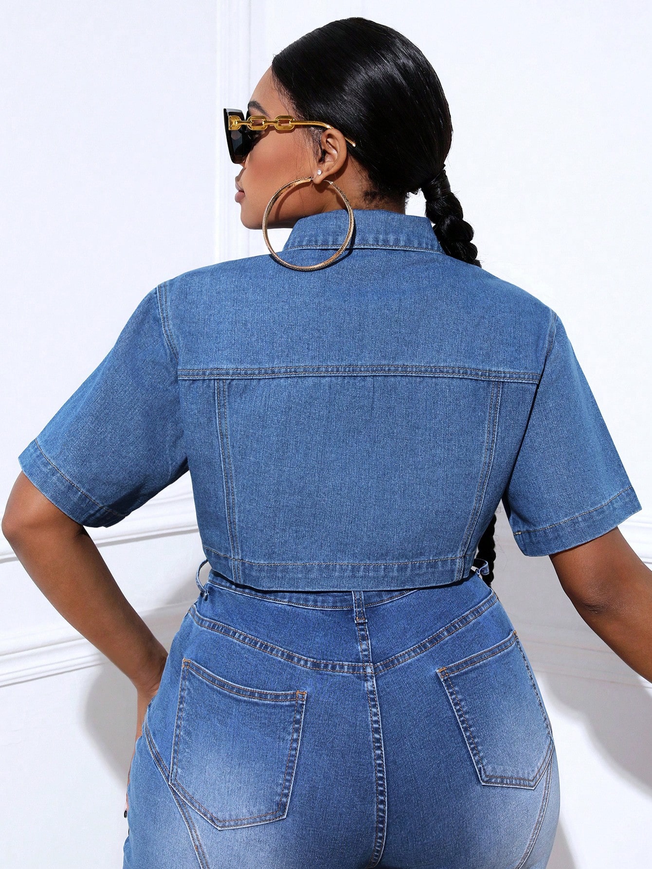 In Short Sleeve Plus Size Denim Jackets