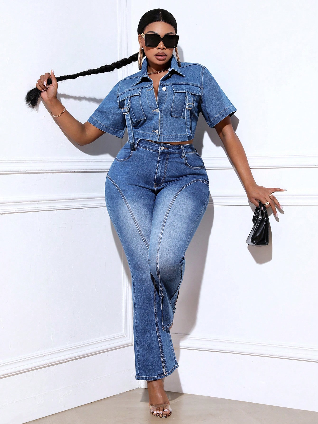 In Short Sleeve Plus Size Denim Jackets