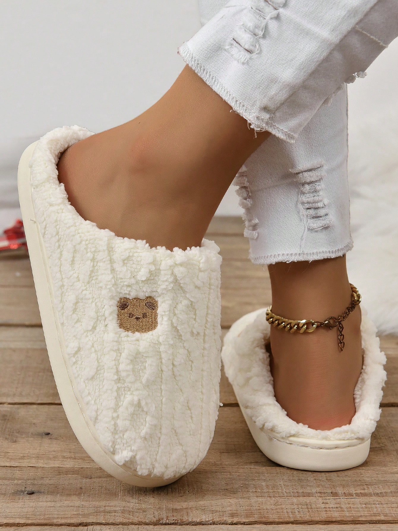 In Beige Women Home Slippers