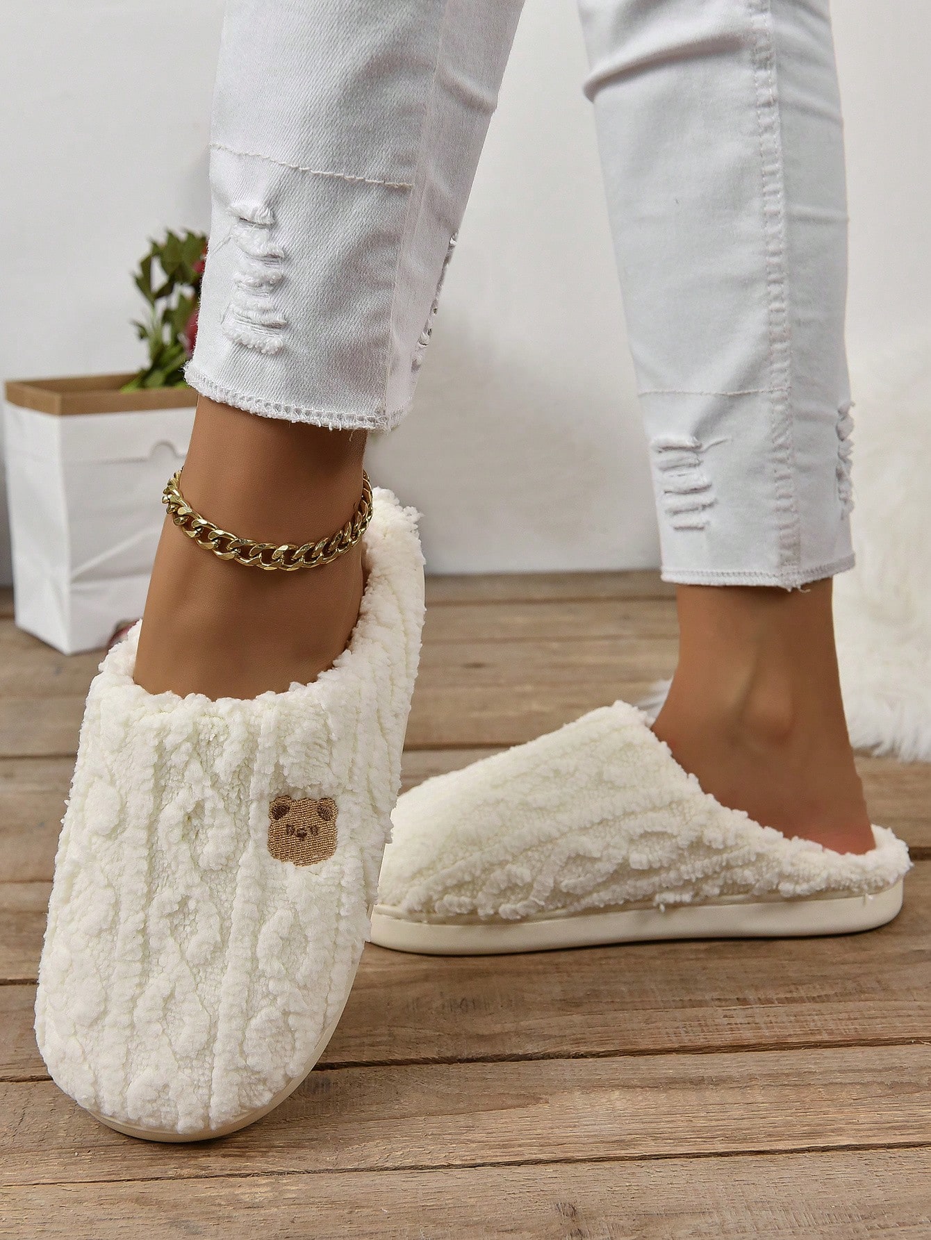 In Beige Women Home Slippers