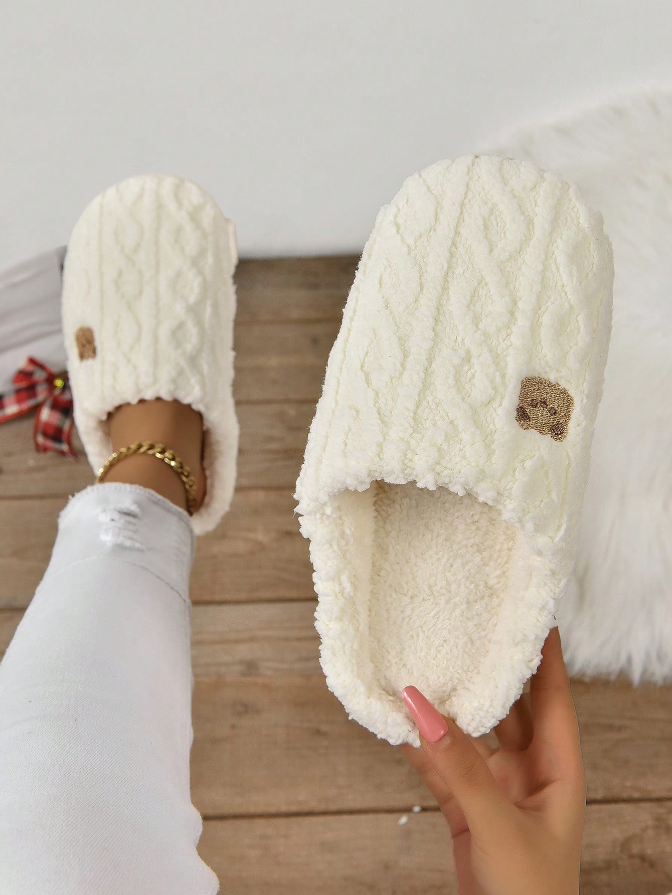 In Beige Women Home Slippers