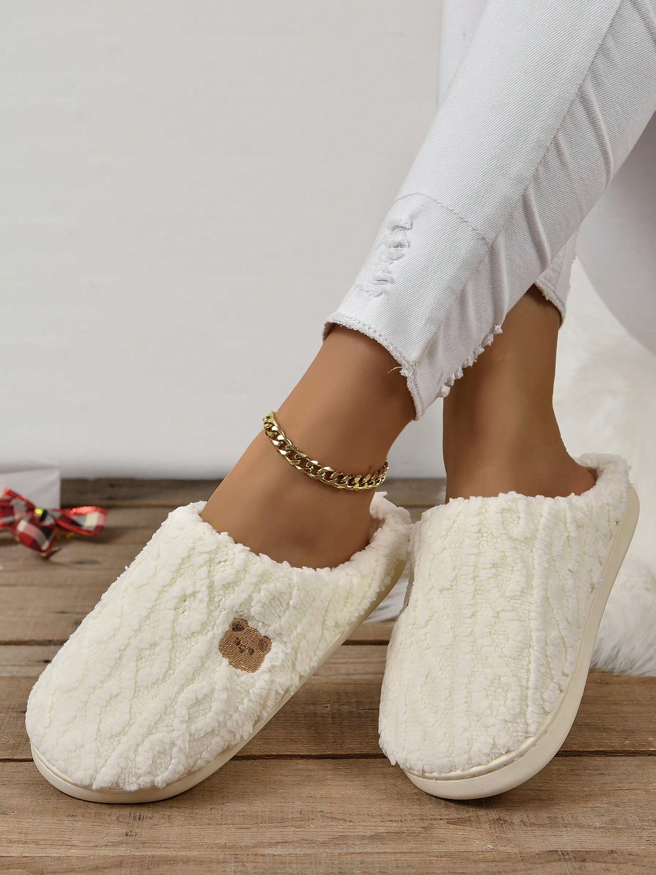 In Beige Women Home Slippers