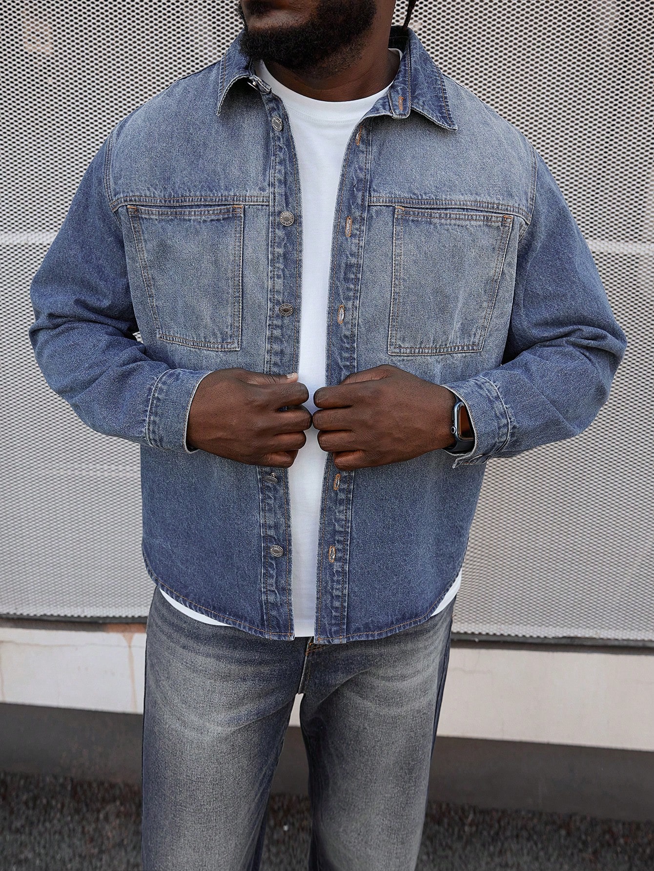 Men Plus Size Denim Shirts