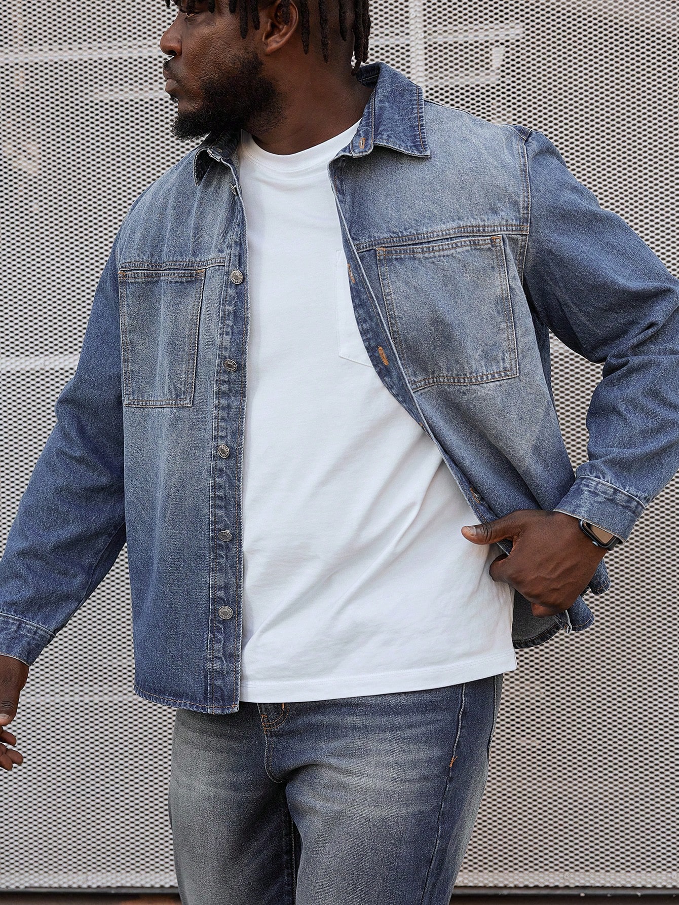 Men Plus Size Denim Shirts