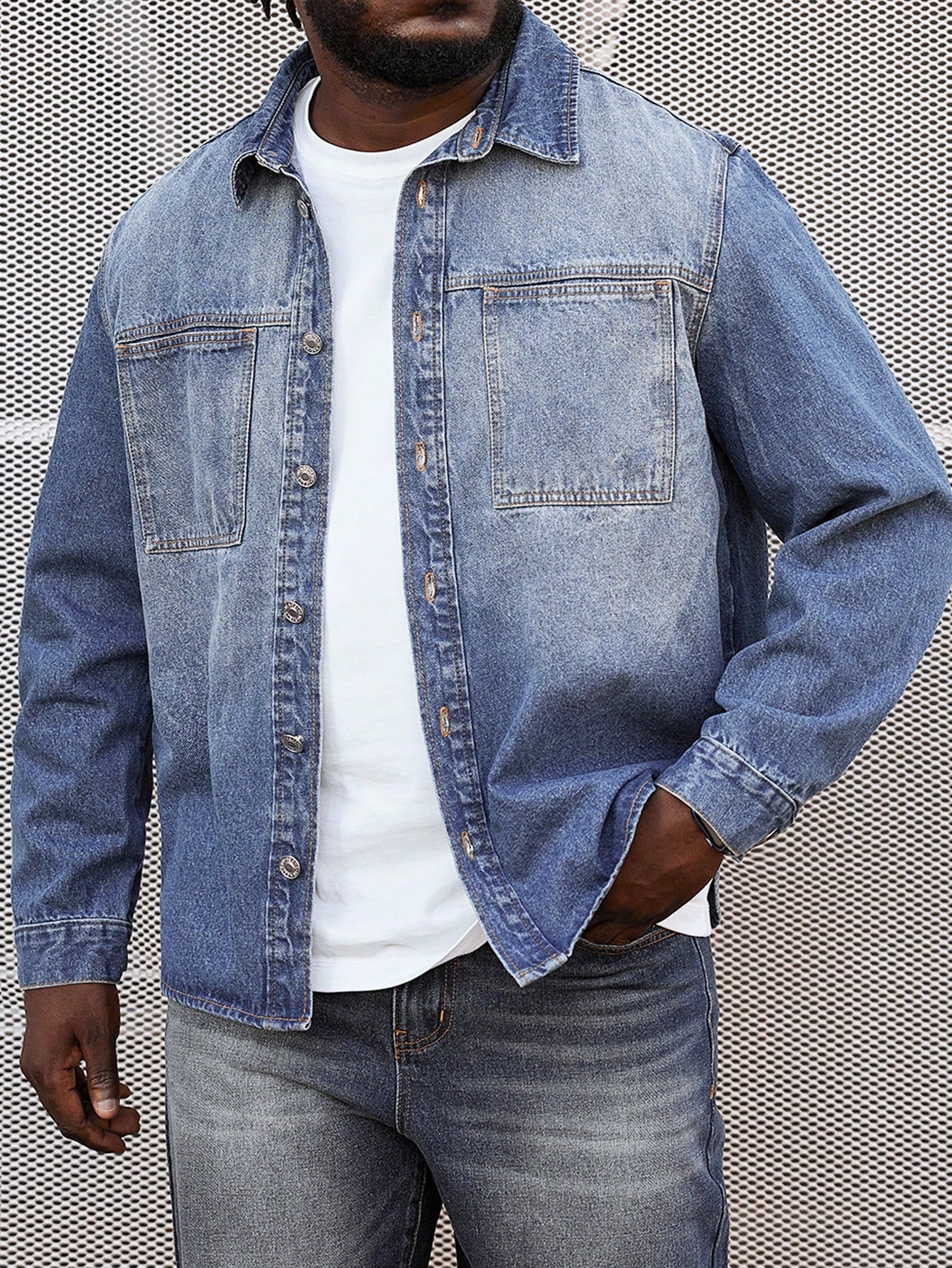 Men Plus Size Denim Shirts