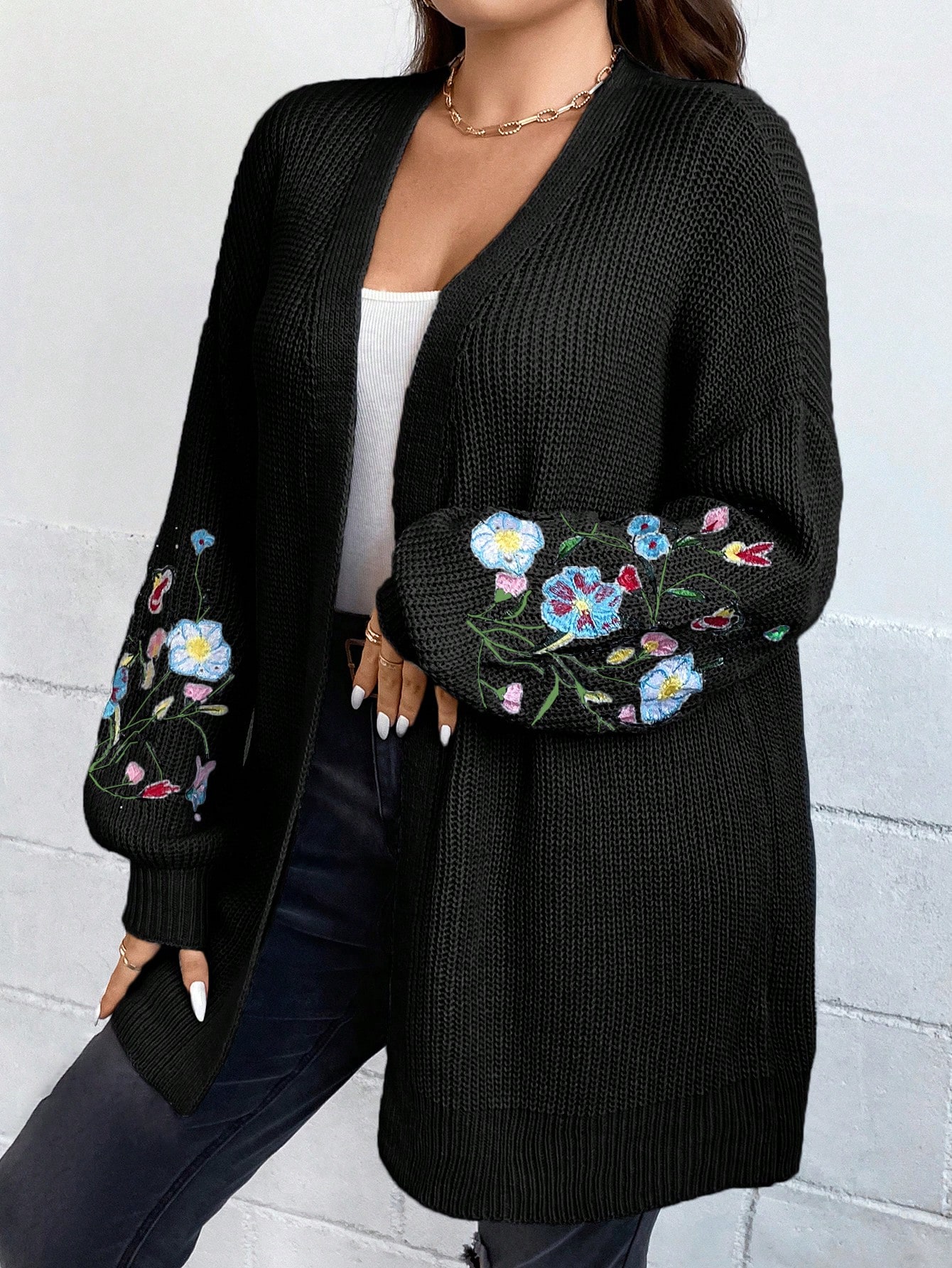 In Long Sleeve Plus Size Cardigans