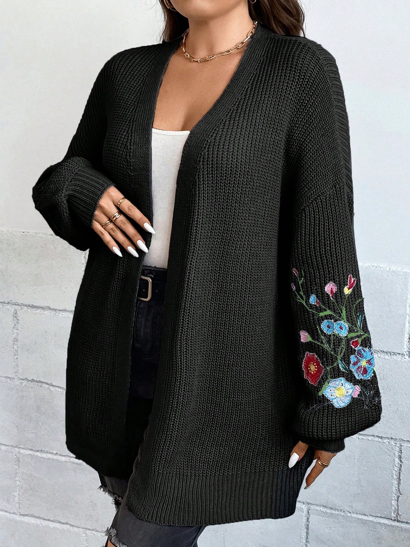 In Long Sleeve Plus Size Cardigans