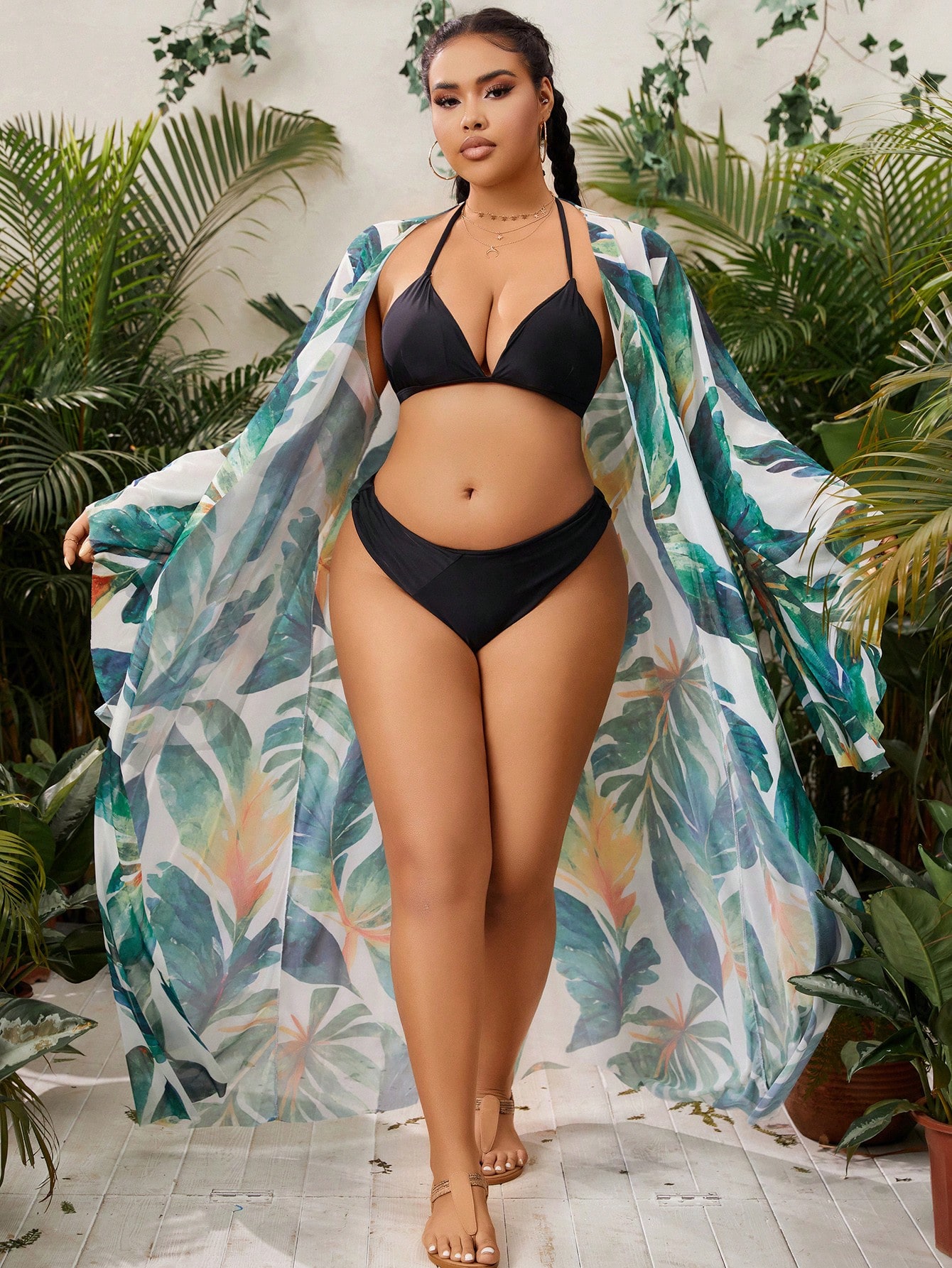 In Long Sleeve Plus Size Kimonos