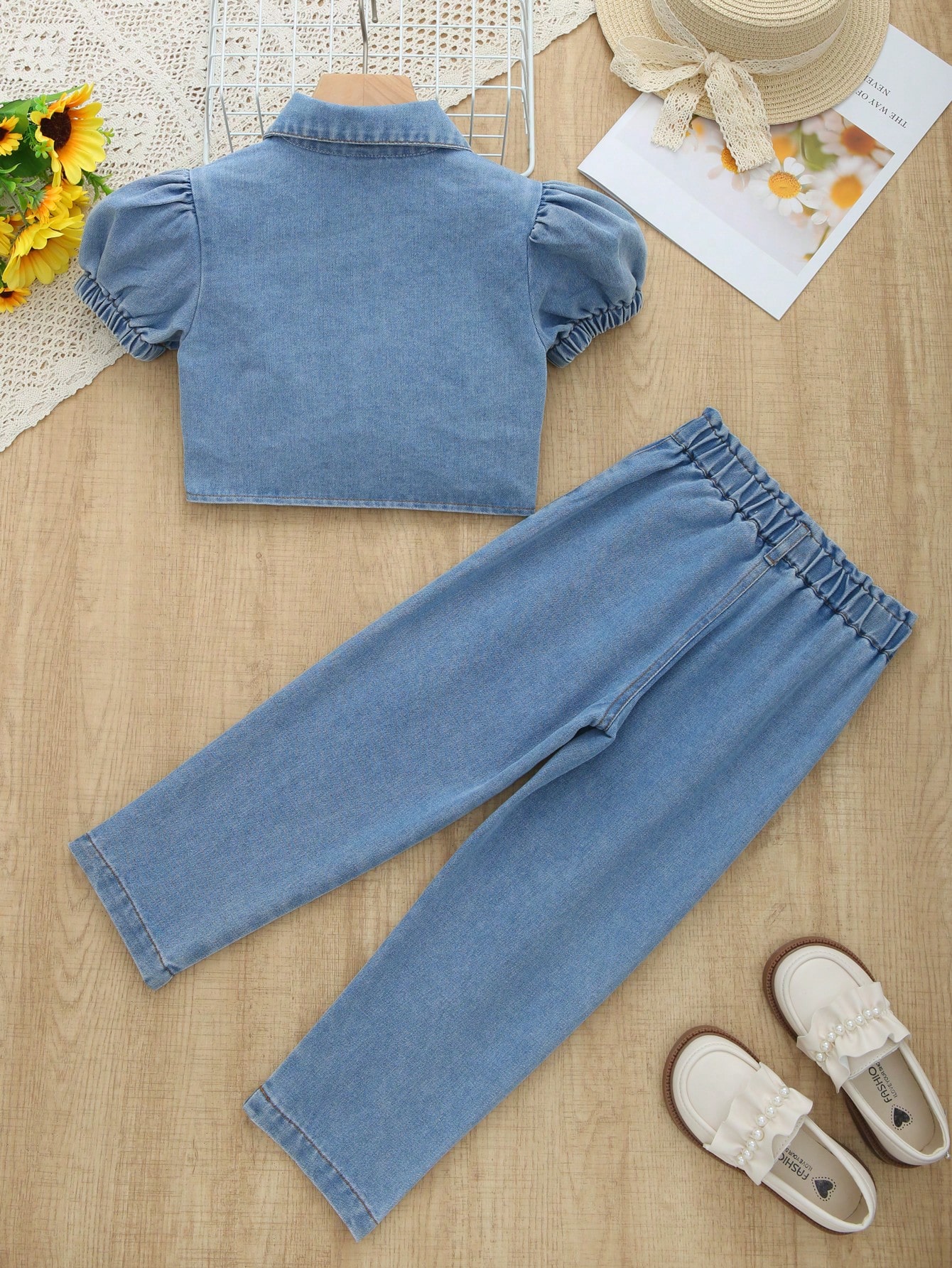 Young Girls Denim Two-piece Outfits