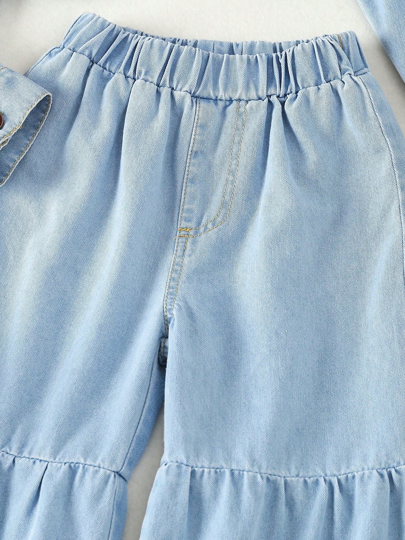 Young Girls Denim Two-piece Outfits