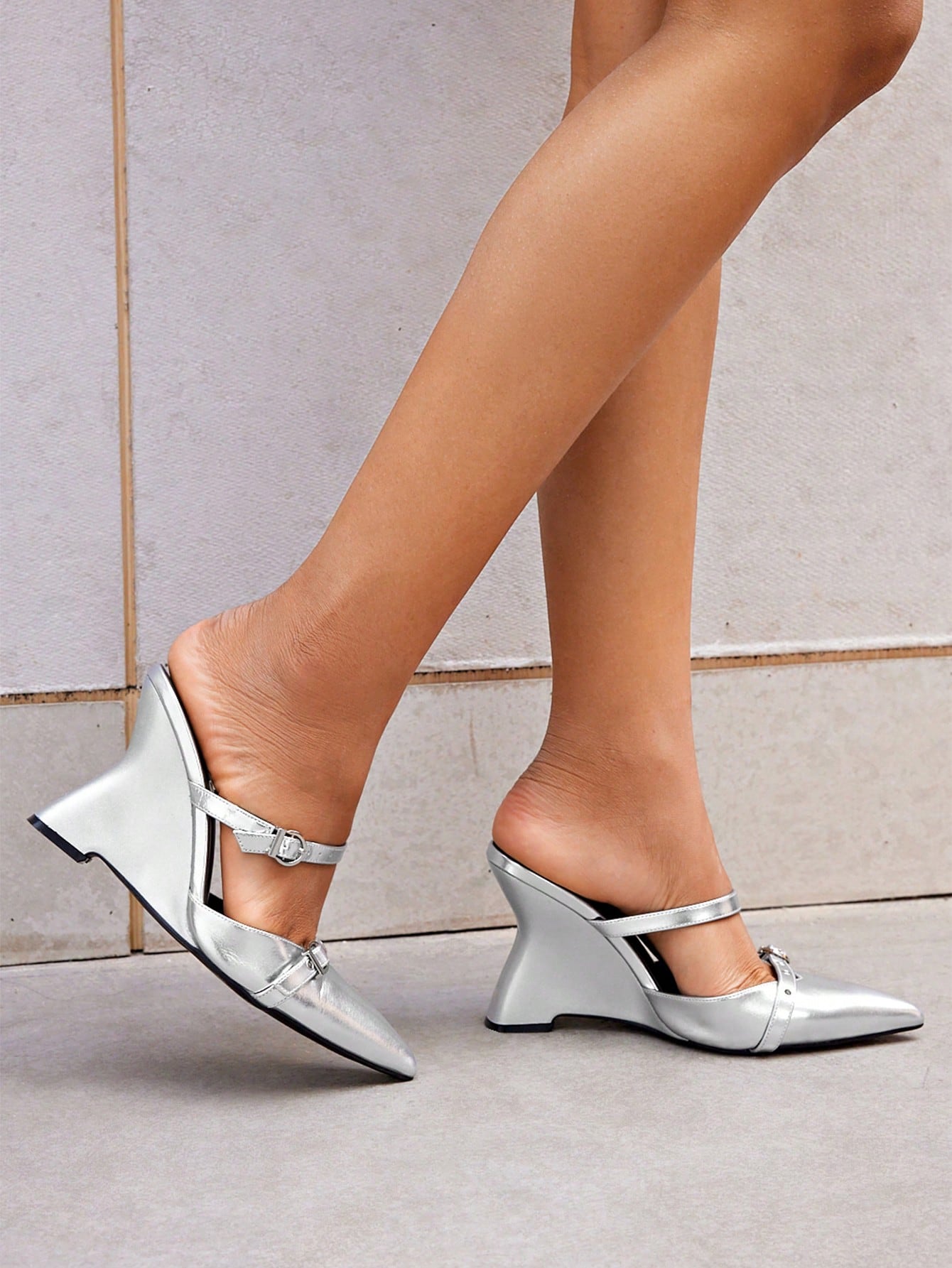 In Silver Women Wedges & Flatform