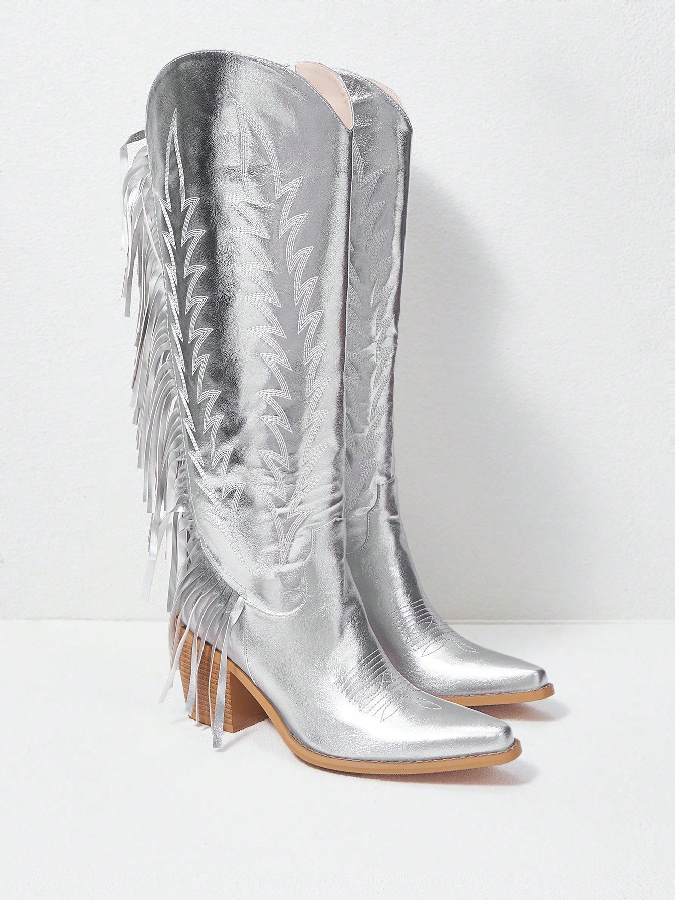 In Silver Women Knee-High Boots