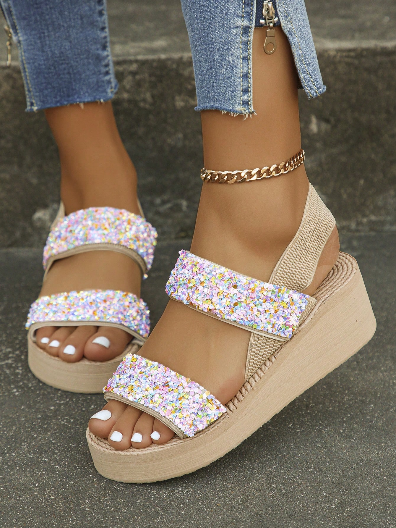 In Beige Women Platforms & Wedge Sandals