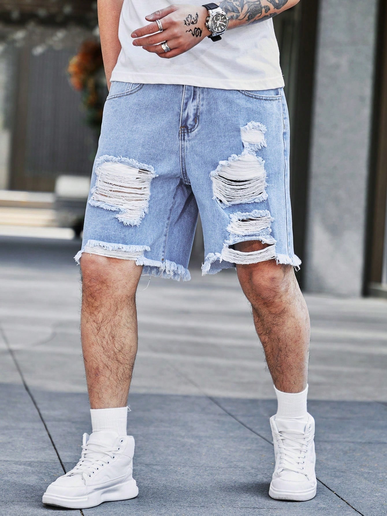 Men Plus Size Denim Shorts