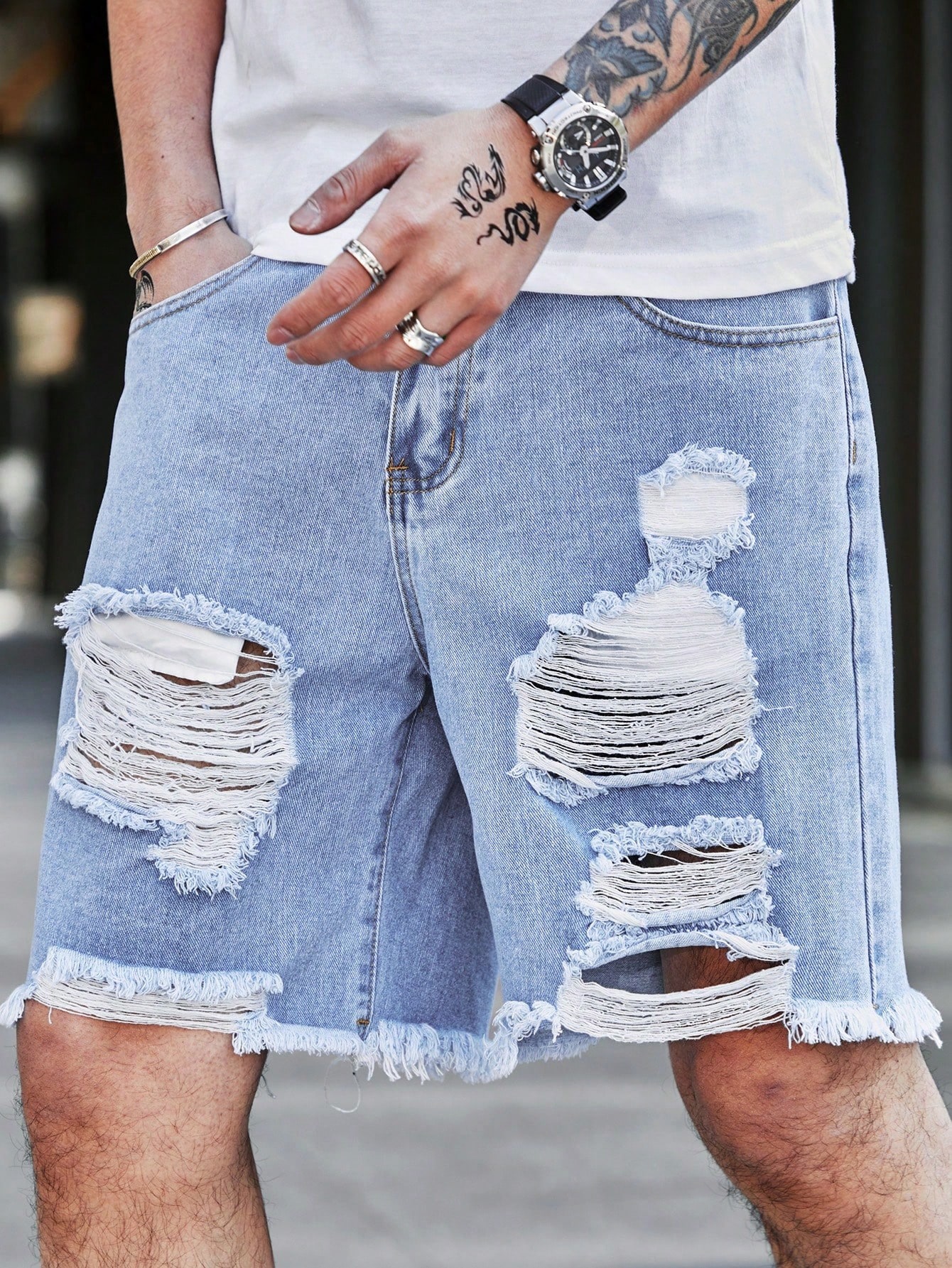 Men Plus Size Denim Shorts