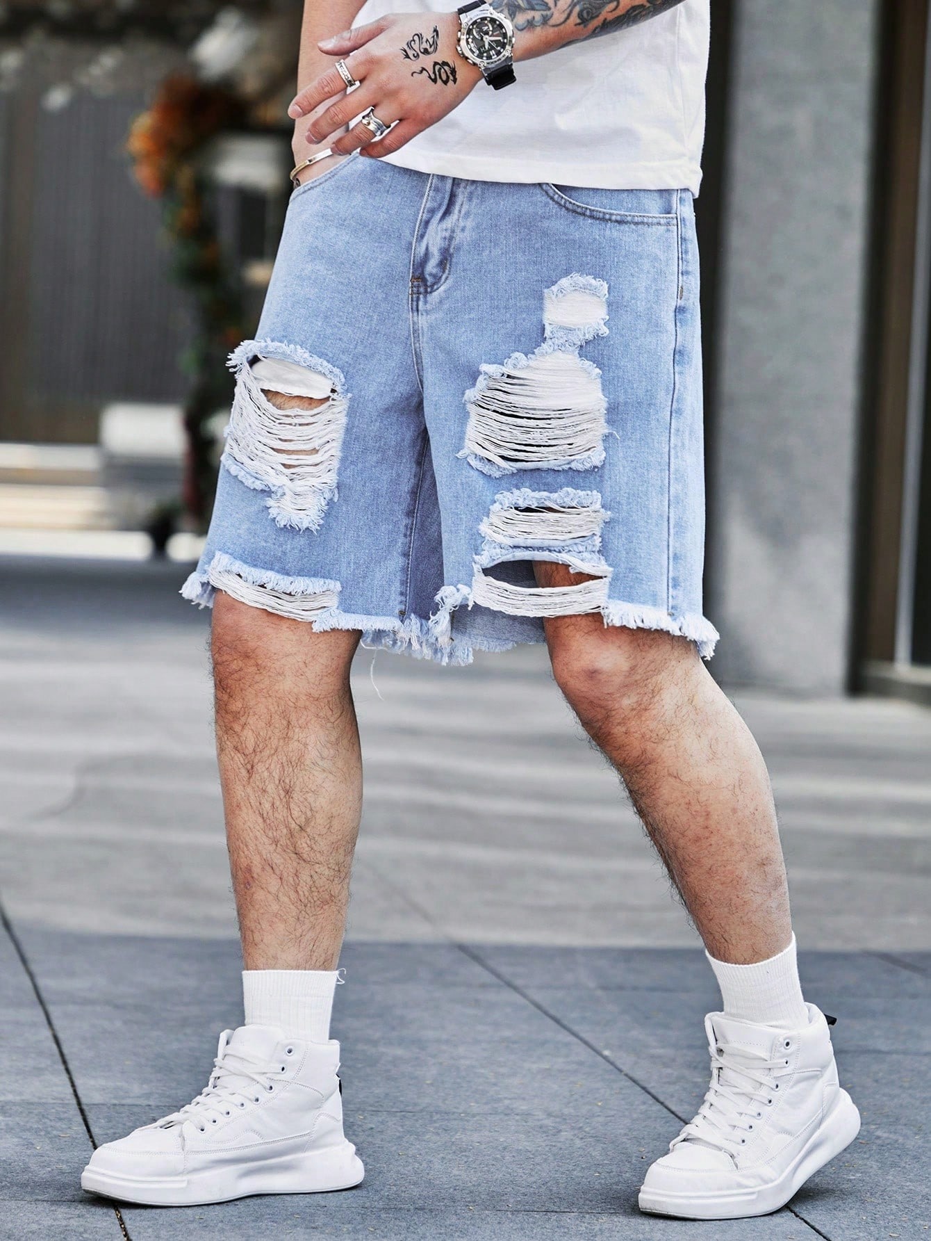 Men Plus Size Denim Shorts