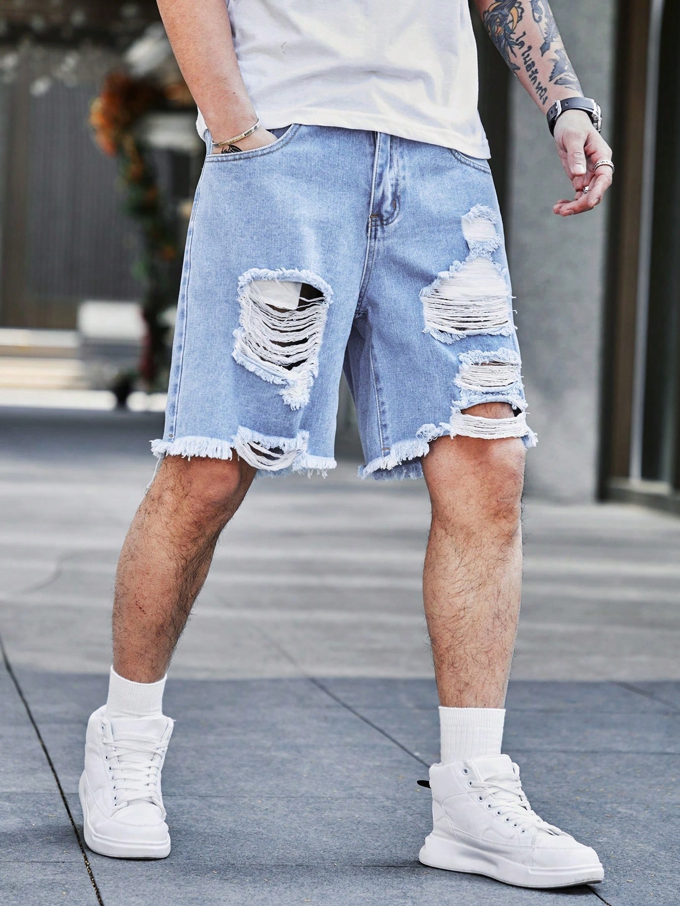 Men Plus Size Denim Shorts