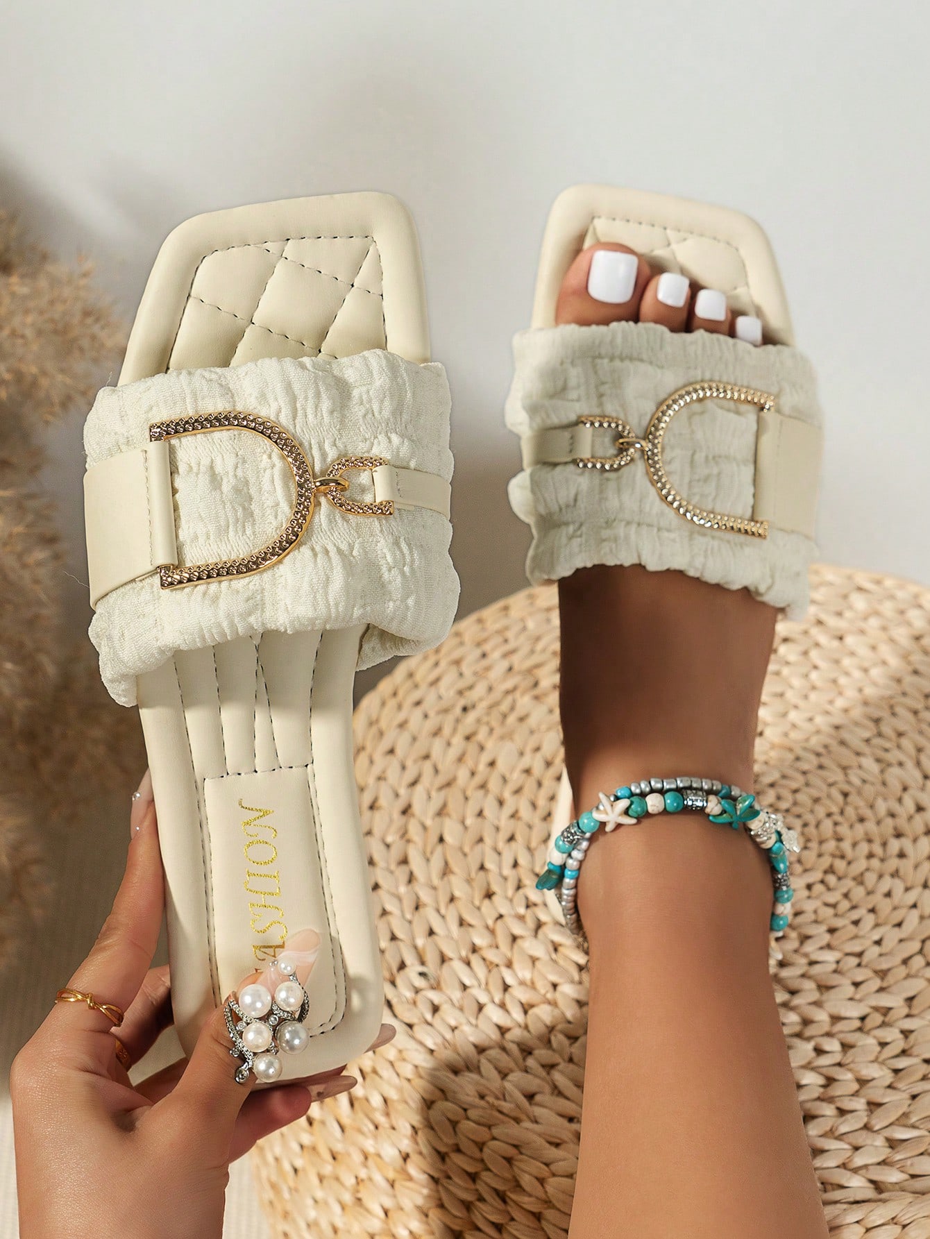 In Beige Women Flat Sandals