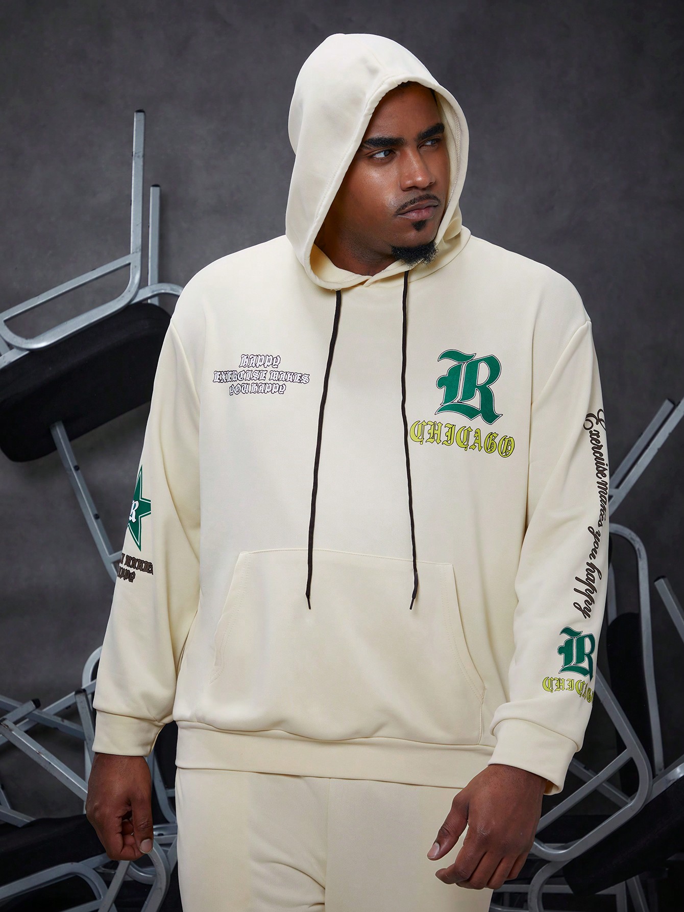 Men Plus Size Hoodie & Sweatshirt Co-ords