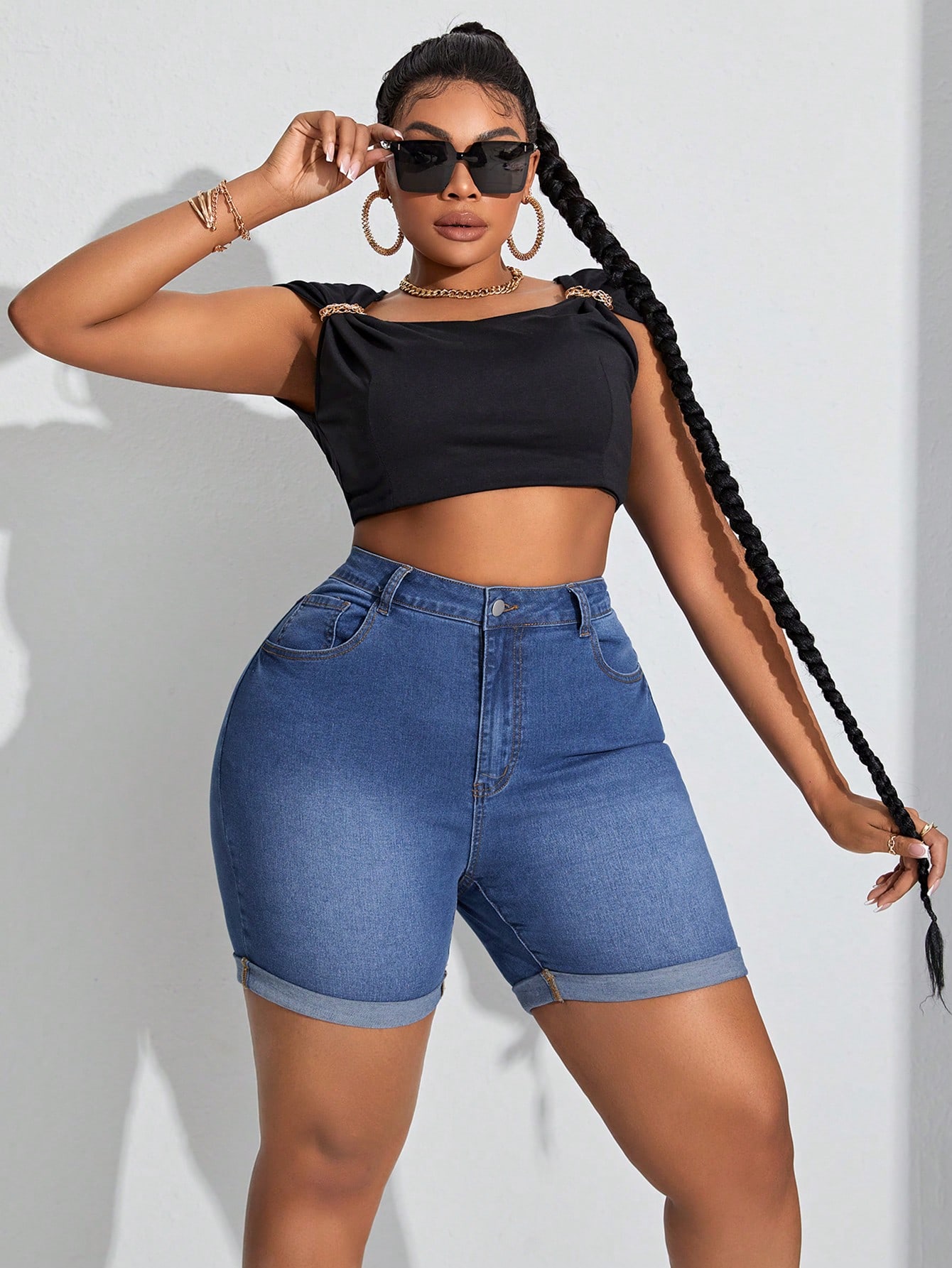 Plus Size Denim Shorts