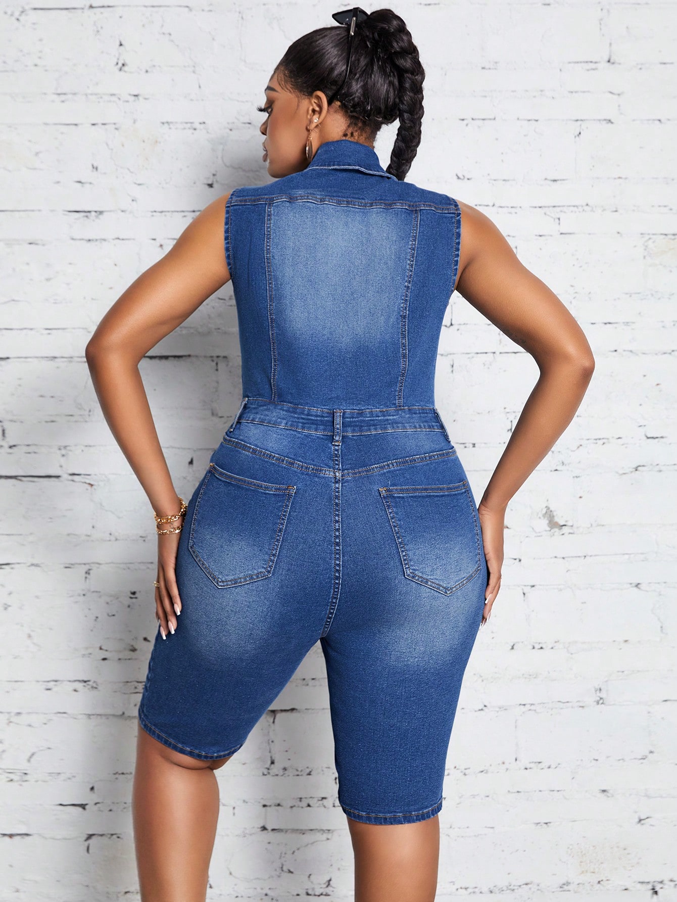 In Casual Plus Size Denim Overalls