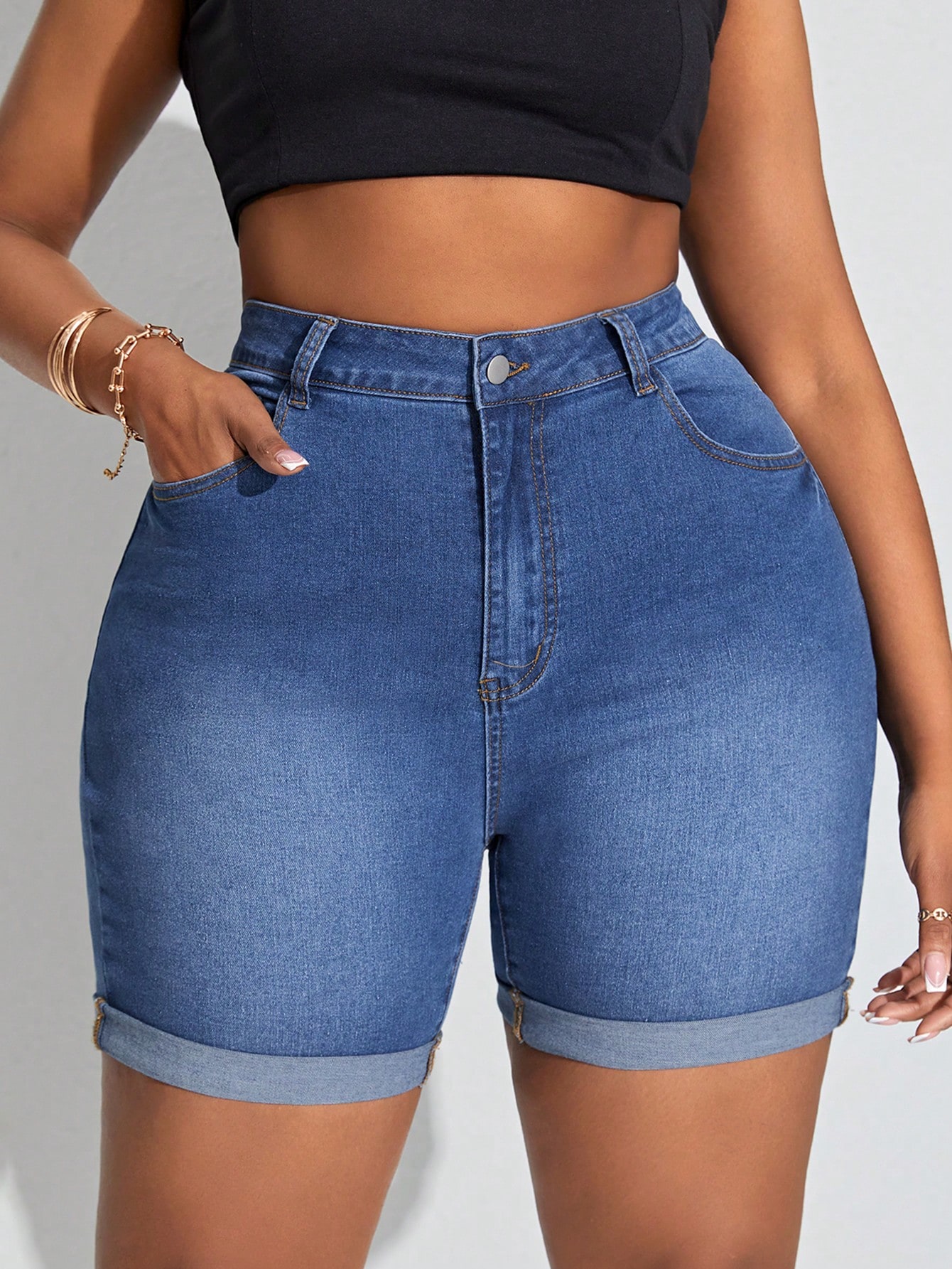 Plus Size Denim Shorts