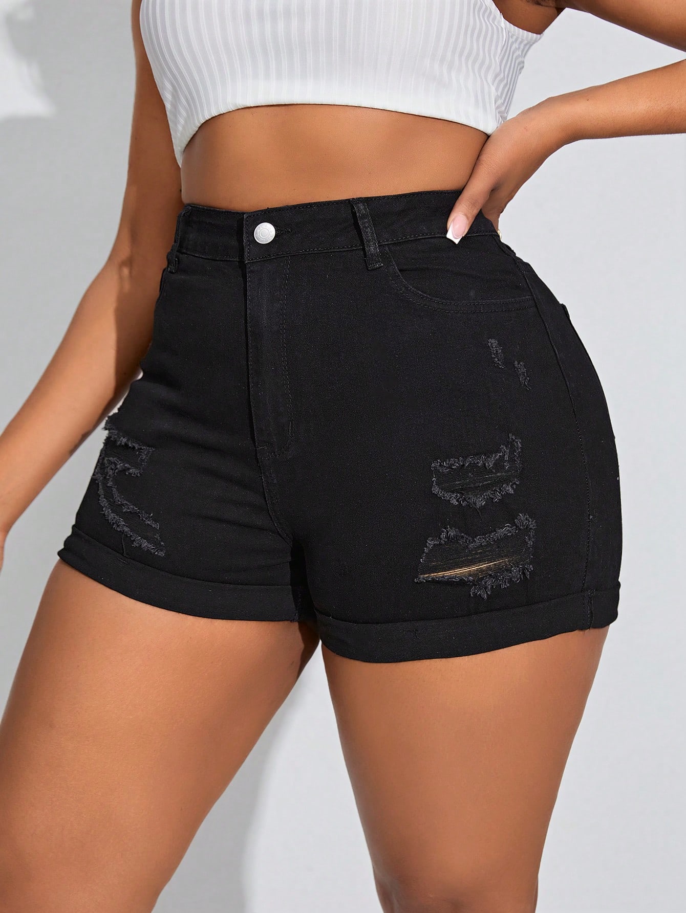 Plus Size Denim Shorts