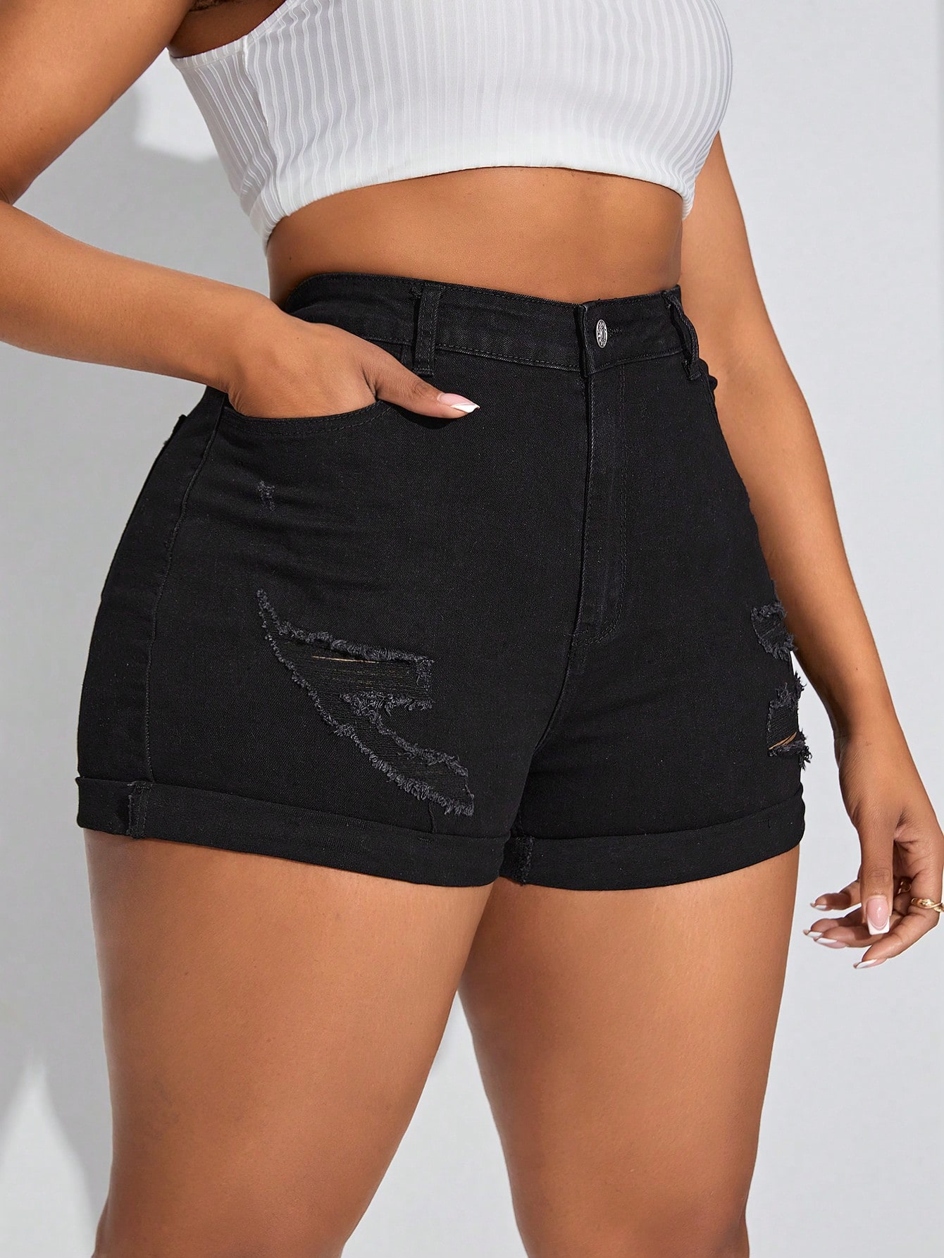 Plus Size Denim Shorts