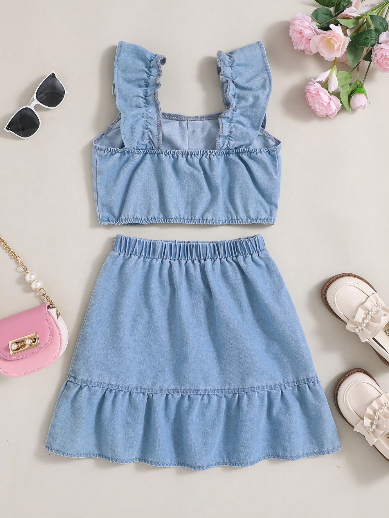 Tween Girls Denim Two-piece Outfits