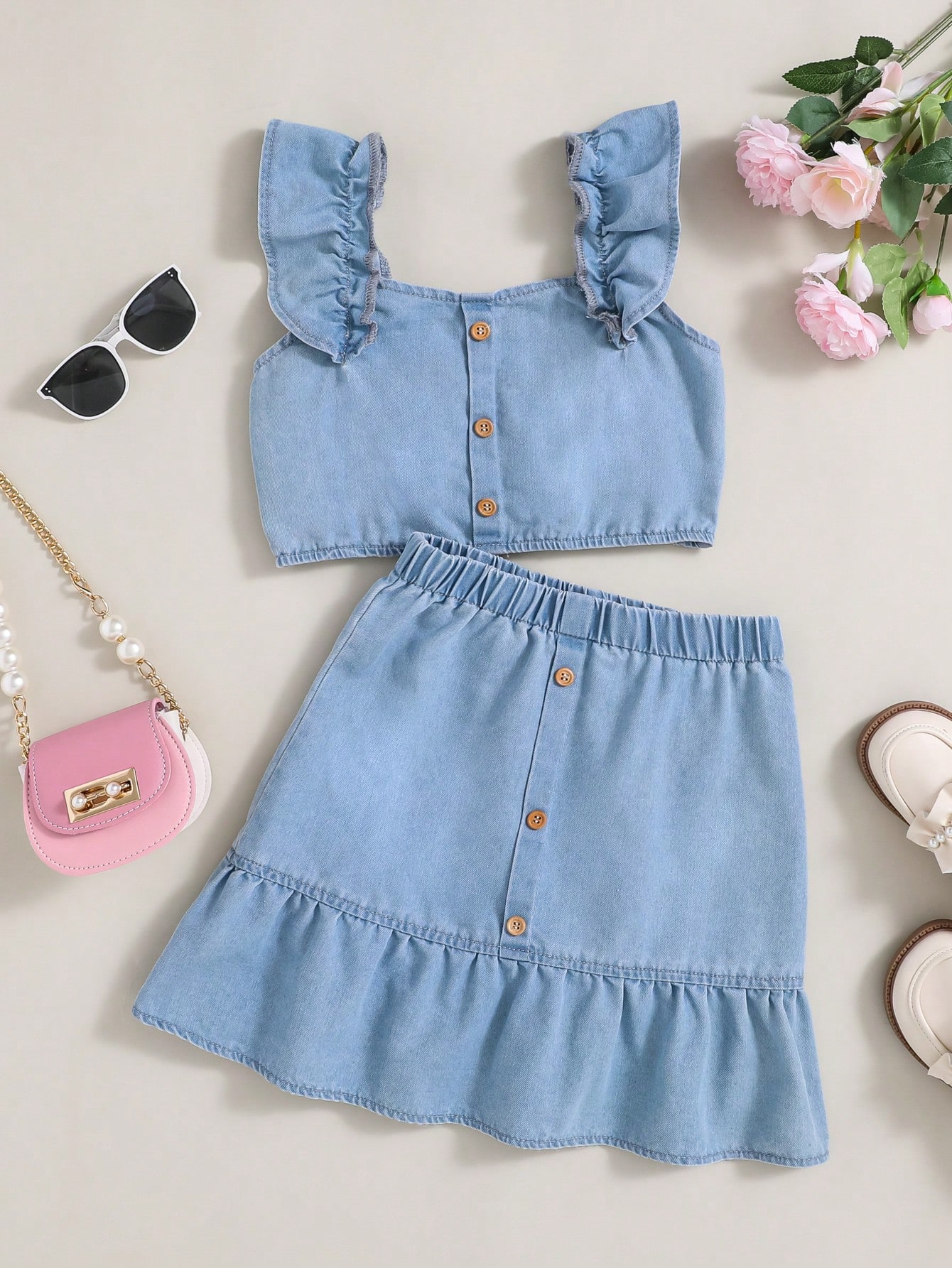 Tween Girls Denim Two-piece Outfits