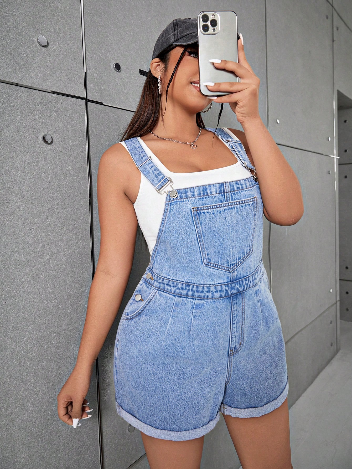 In Casual Plus Size Denim Overalls